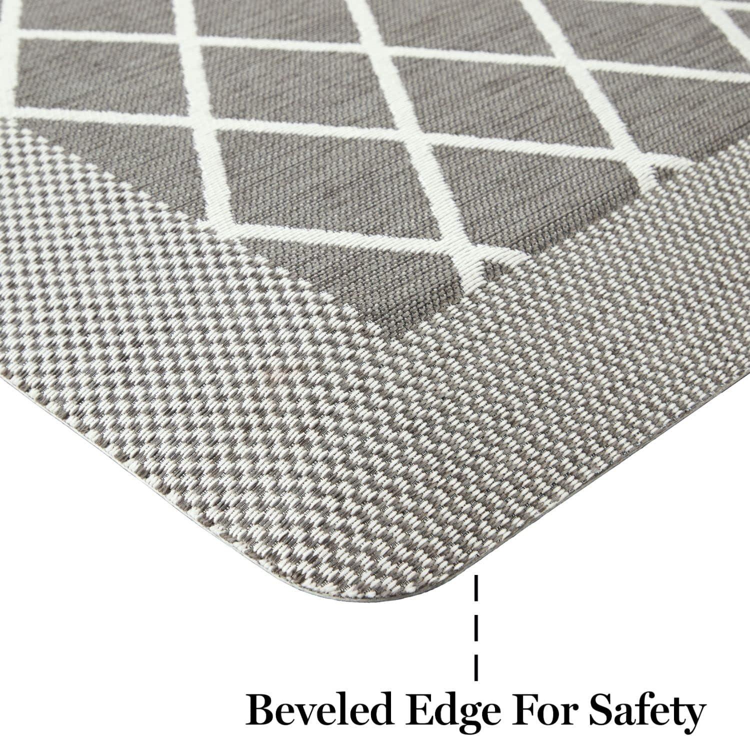 imageMartha Stewart Miles Modern Diamond AntiFatigue AirInfused Kitchen Mat Beige 196x32Grey