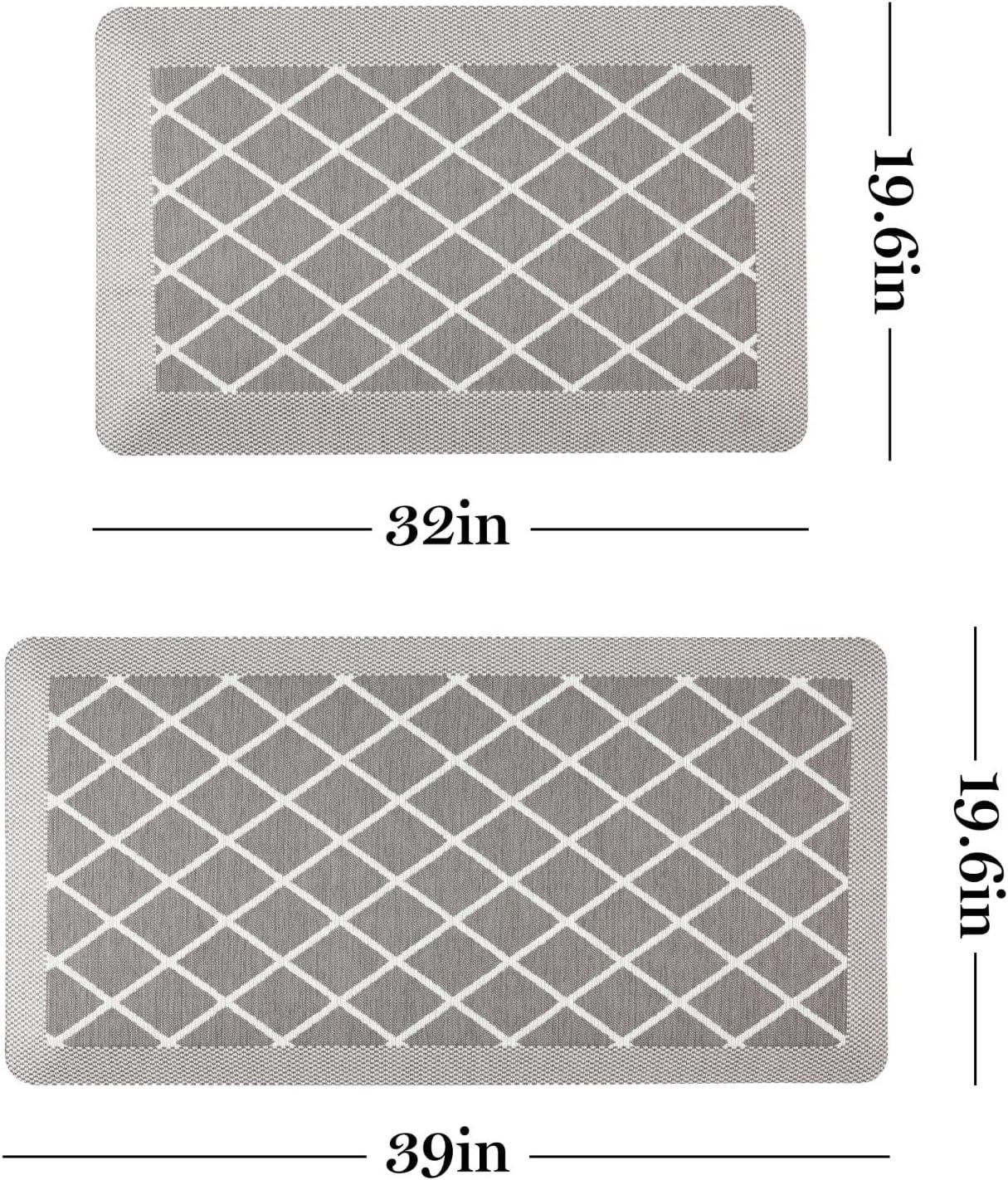 imageMartha Stewart Miles Modern Diamond AntiFatigue AirInfused Kitchen Mat Beige 196x32Grey