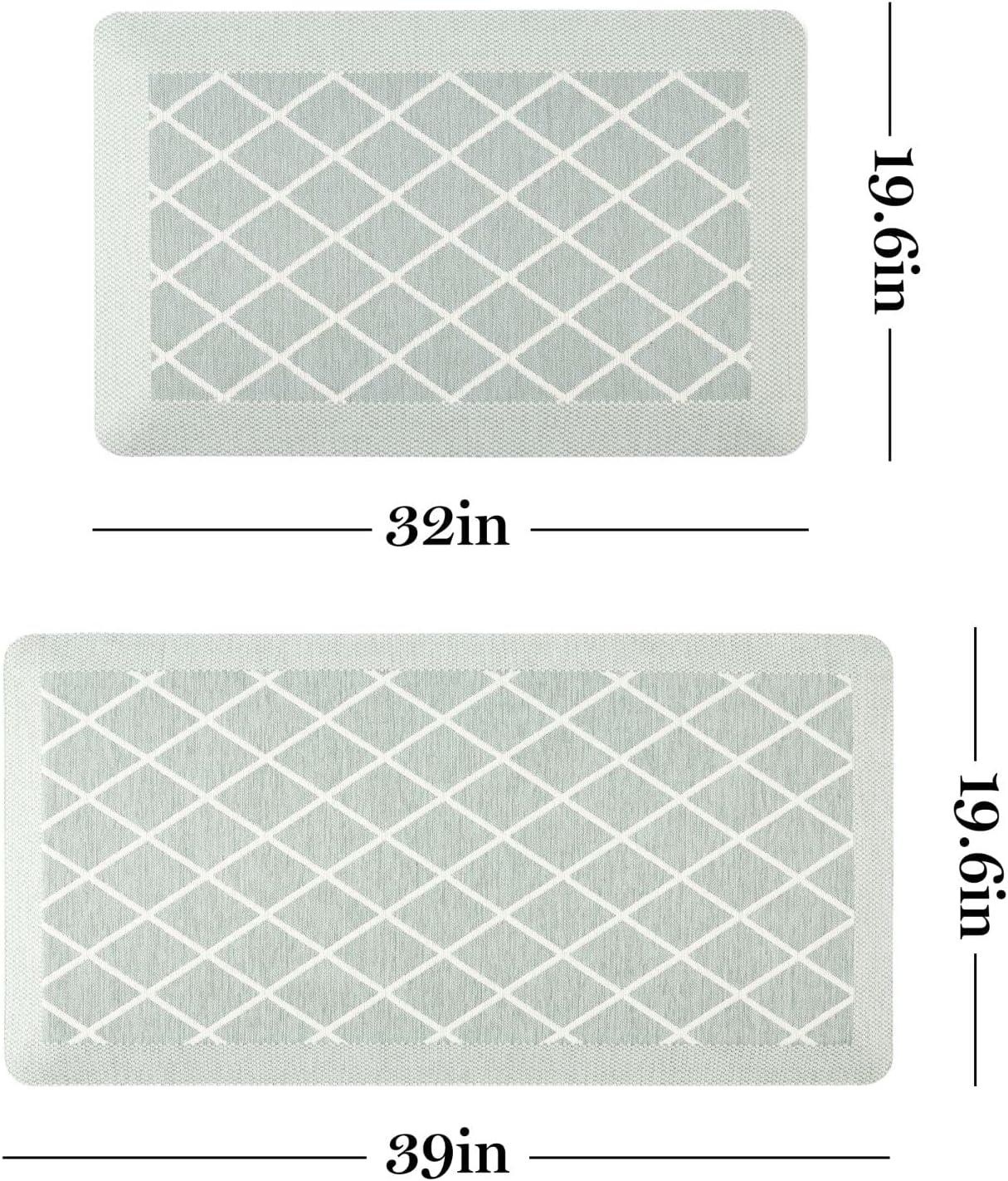 imageMartha Stewart Miles Modern Diamond AntiFatigue AirInfused Kitchen Mat Beige 196x32Mint Green