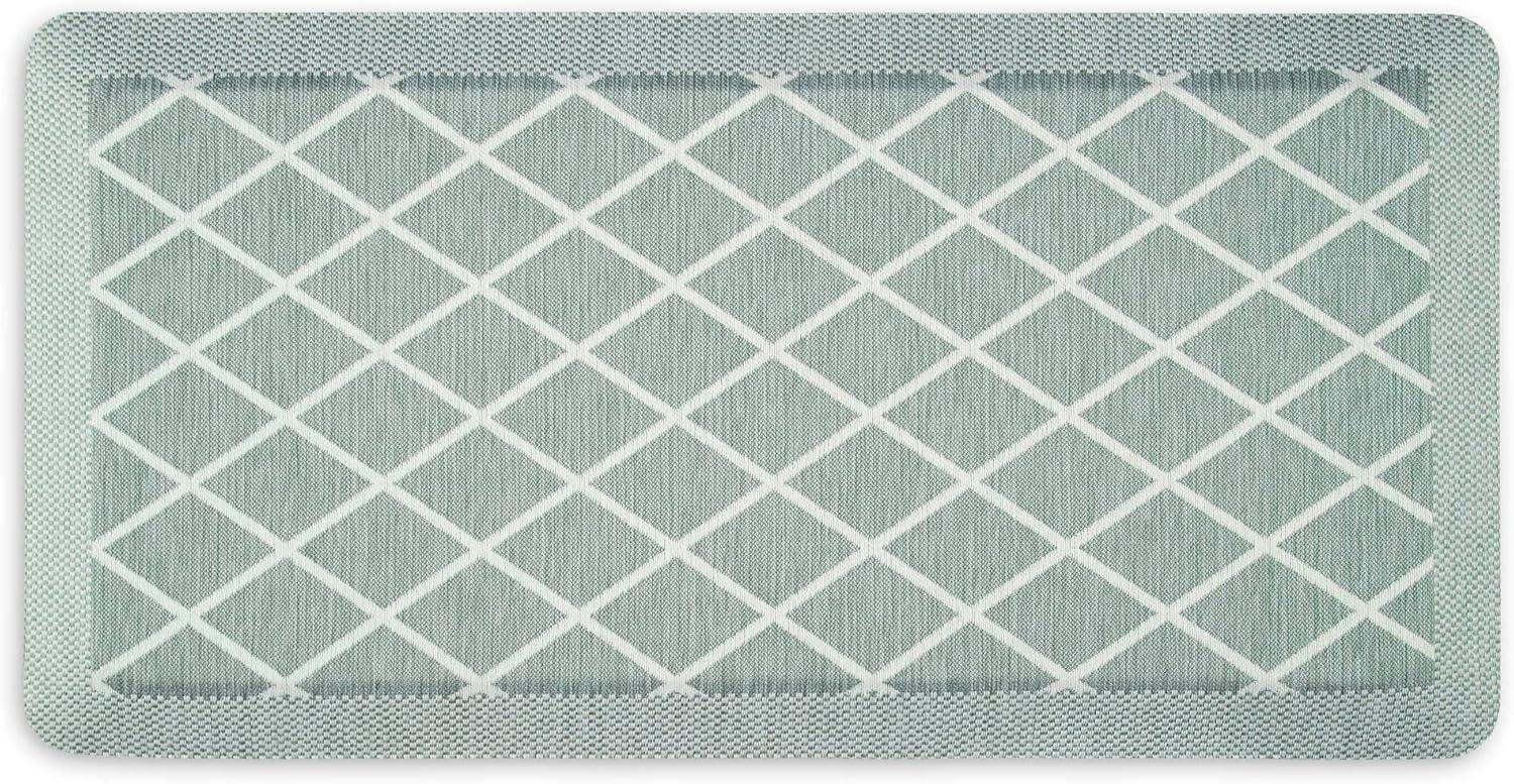 imageMartha Stewart Miles Modern Diamond AntiFatigue AirInfused Kitchen Mat Beige 196x32Mint Green