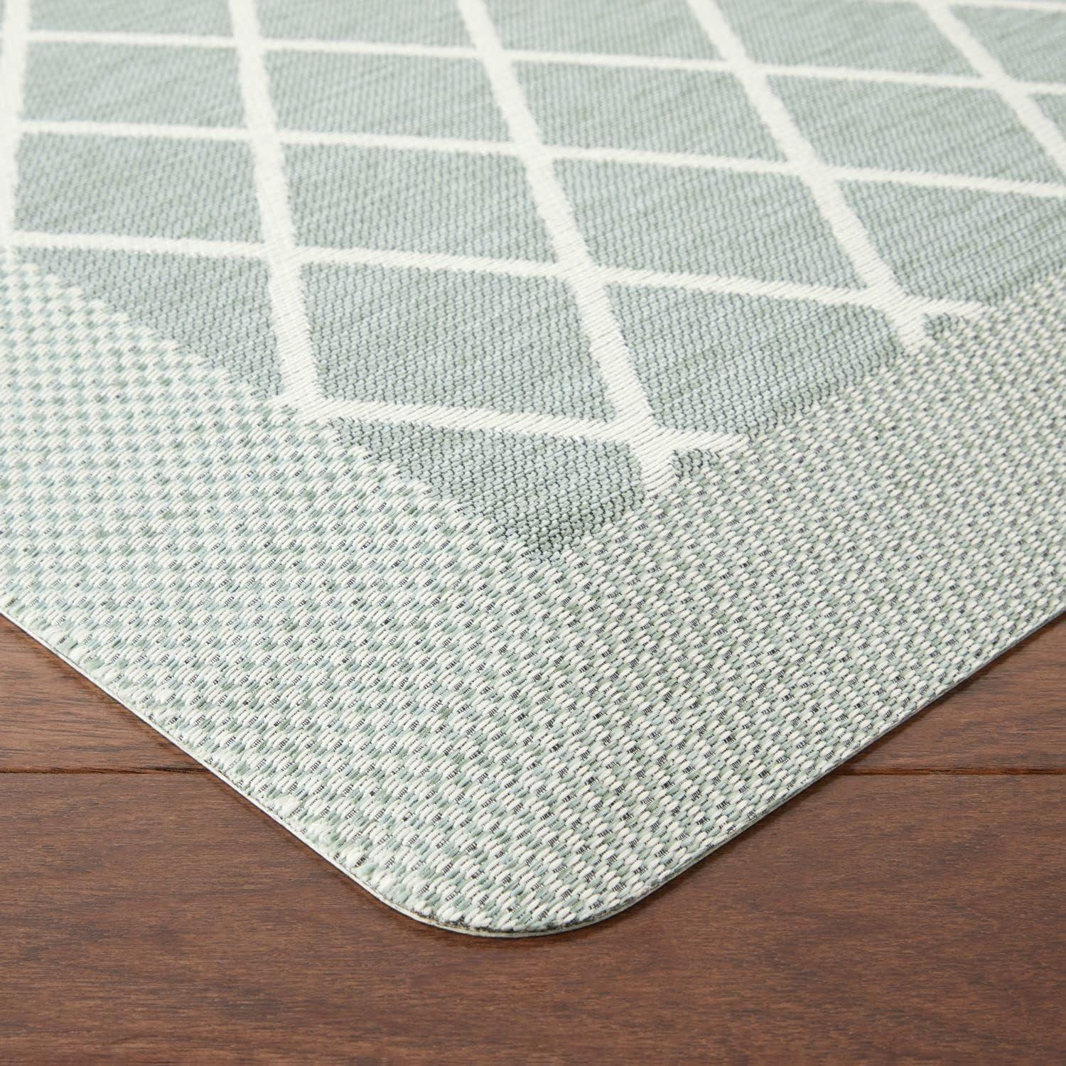 imageMartha Stewart Miles Modern Diamond AntiFatigue AirInfused Kitchen Mat Beige 196x32Mint Green