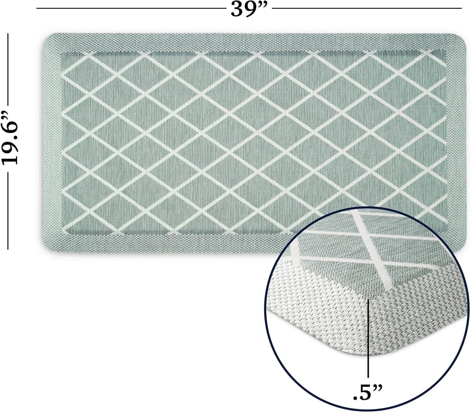 imageMartha Stewart Miles Modern Diamond AntiFatigue AirInfused Kitchen Mat Beige 196x32Mint Green