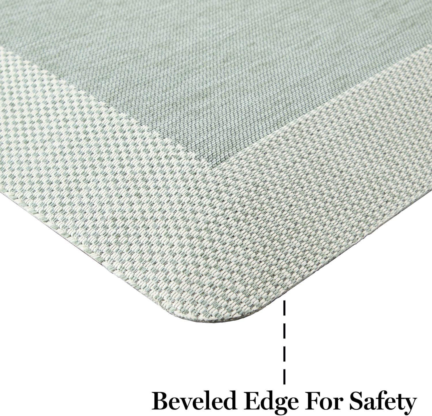 imageMartha Stewart Miles Modern Diamond AntiFatigue AirInfused Kitchen Mat Beige 196x32Mint Green