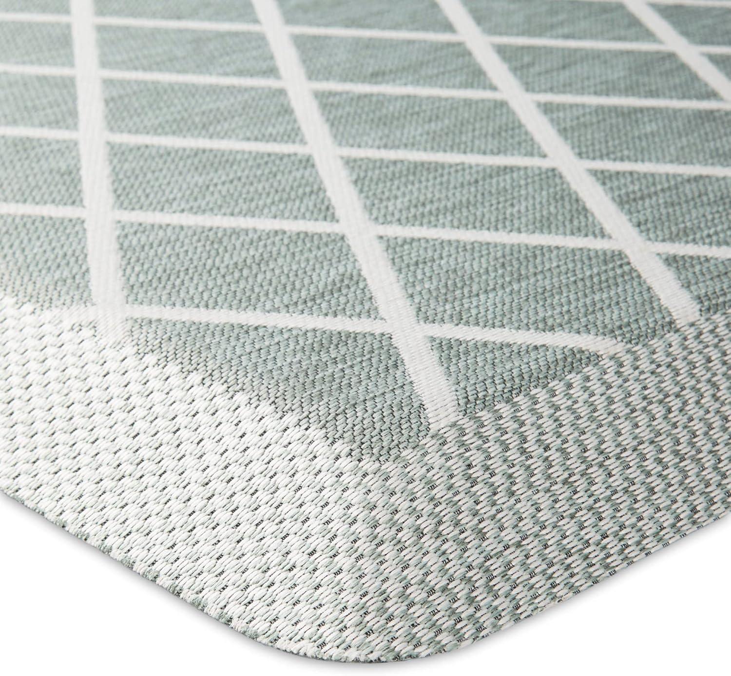 imageMartha Stewart Miles Modern Diamond AntiFatigue AirInfused Kitchen Mat Beige 196x32Mint Green