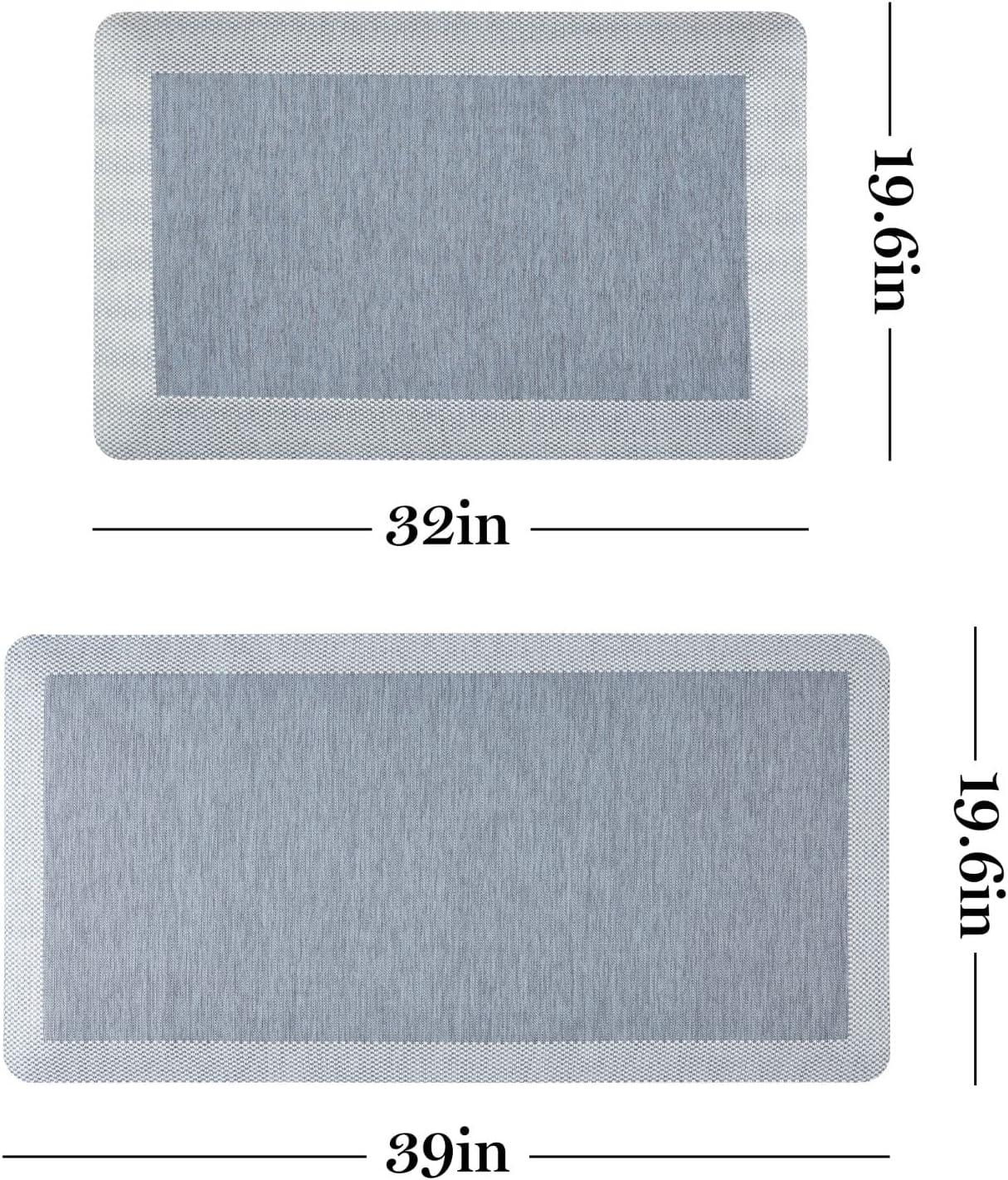 imageMartha Stewart Mira Modern Heathered AntiFatigue AirInfused Kitchen Mat Beige 196x32Blue