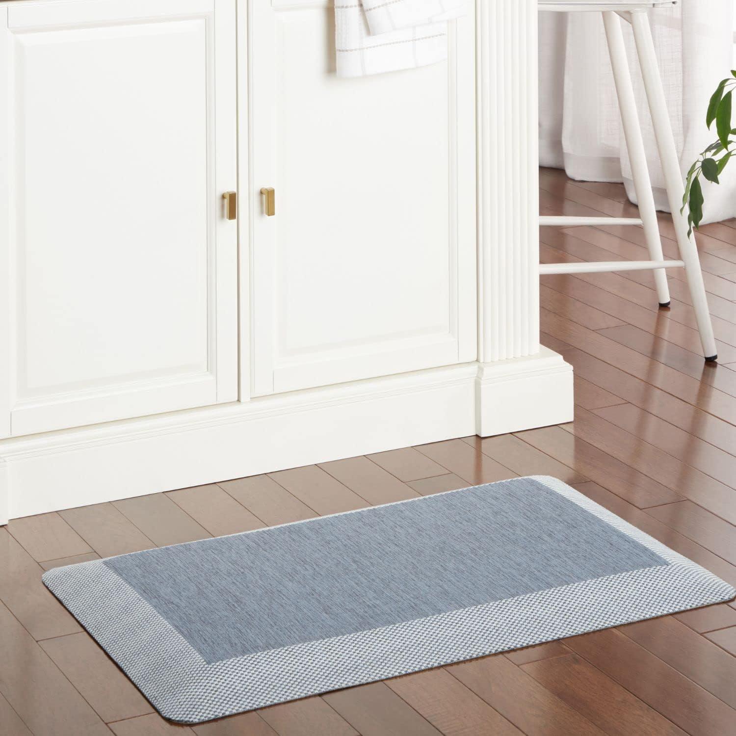 imageMartha Stewart Mira Modern Heathered AntiFatigue AirInfused Kitchen Mat Beige 196x32Blue