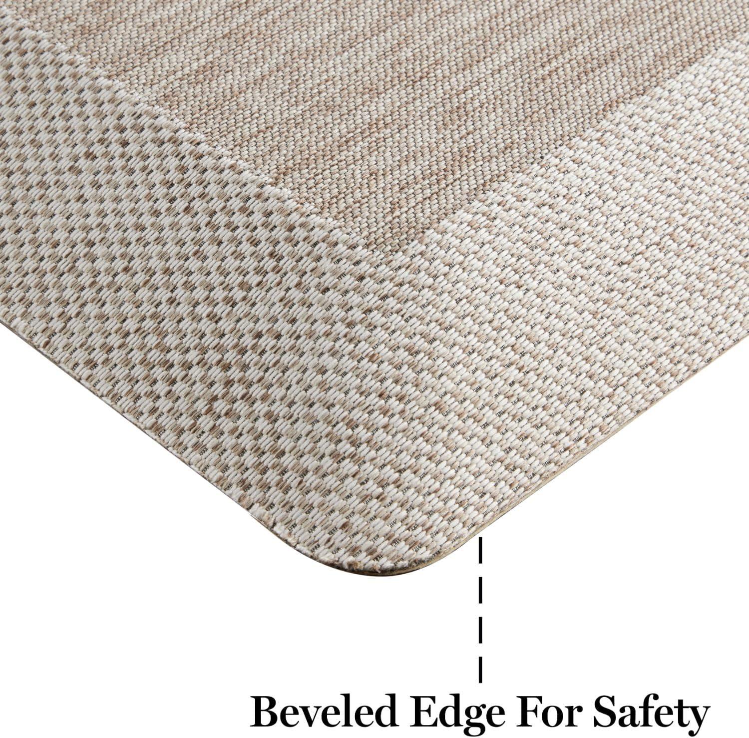 imageMartha Stewart Mira Modern Heathered AntiFatigue AirInfused Kitchen Mat Beige 196x32Coffee Brown