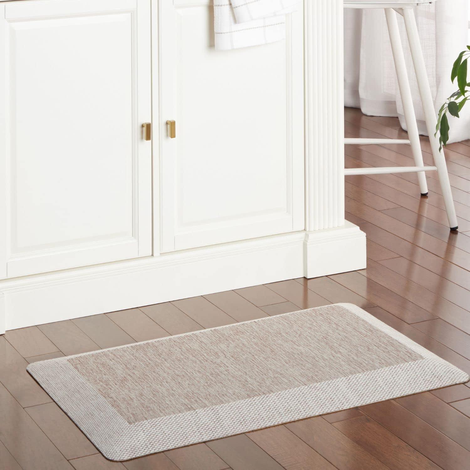 imageMartha Stewart Mira Modern Heathered AntiFatigue AirInfused Kitchen Mat Beige 196x32Coffee Brown