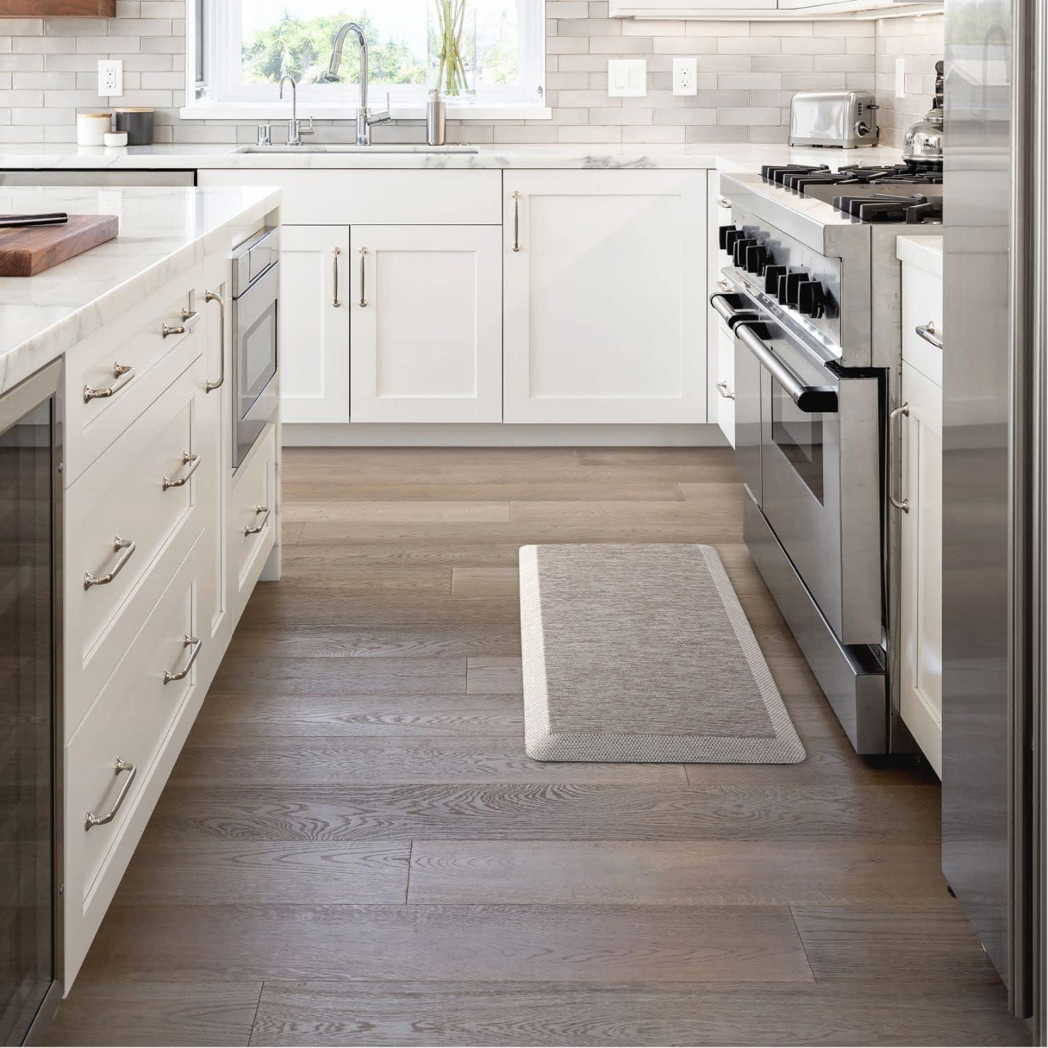 imageMartha Stewart Mira Modern Heathered AntiFatigue AirInfused Kitchen Mat Beige 196x32Coffee Brown