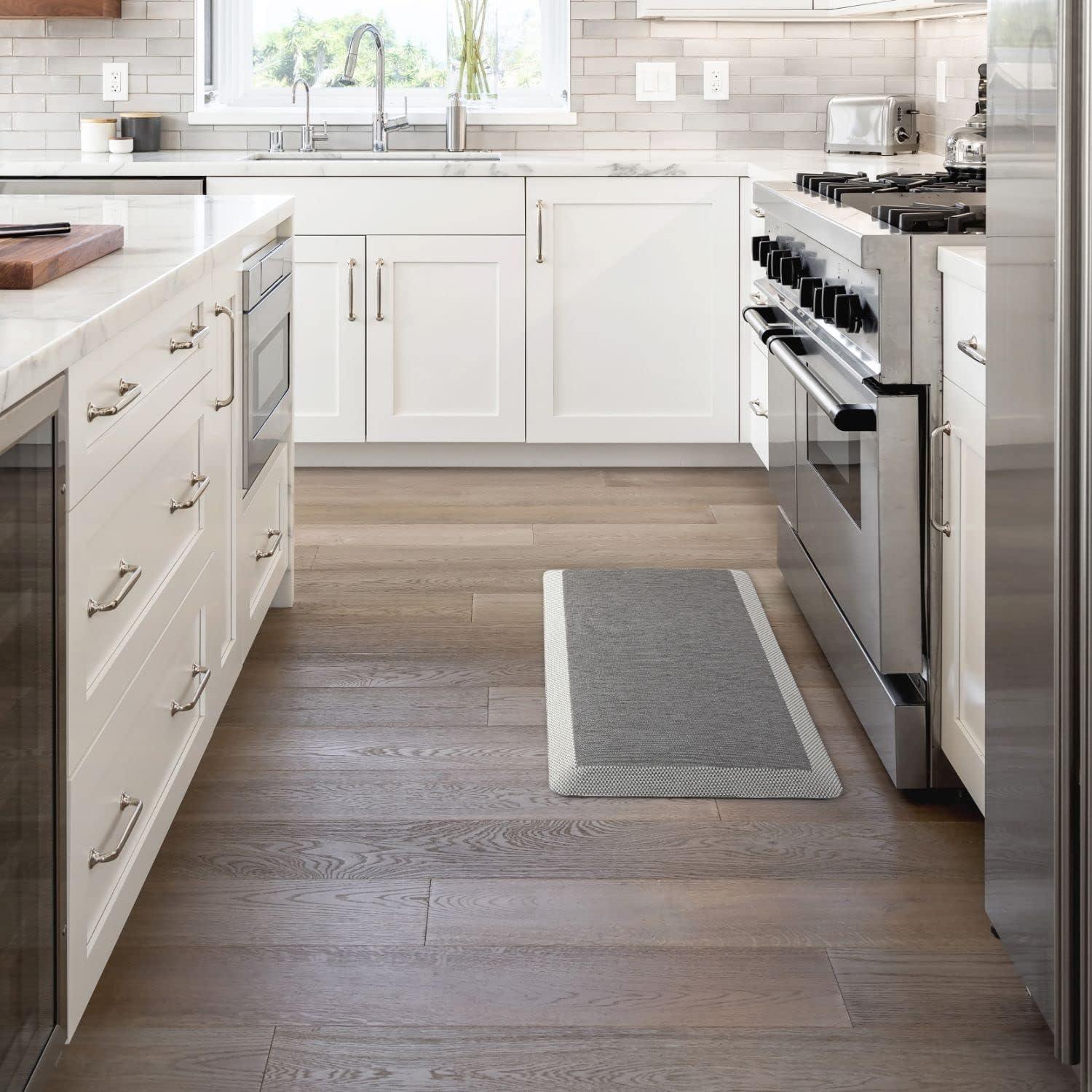 imageMartha Stewart Mira Modern Heathered AntiFatigue AirInfused Kitchen Mat Beige 196x32Grey