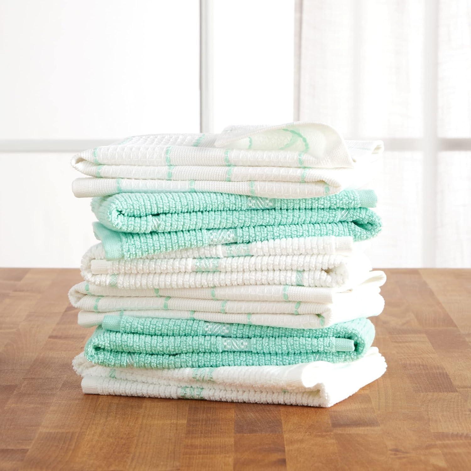 imageMartha Stewart Modern Waffle Kitchen Towel Set 6Pack Aqua Blue 16x28Aqua Blue