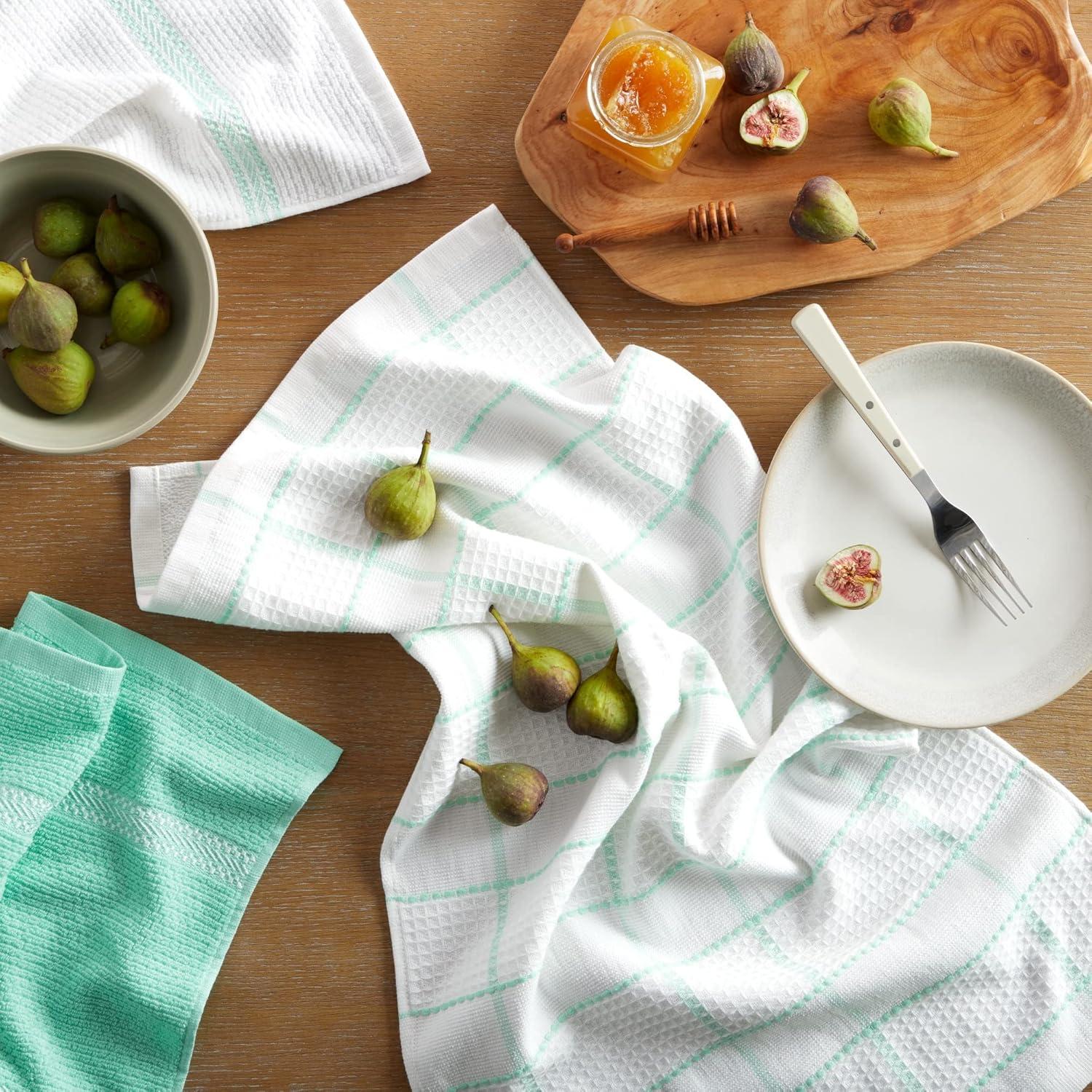 imageMartha Stewart Modern Waffle Kitchen Towel Set 6Pack Aqua Blue 16x28Aqua Blue