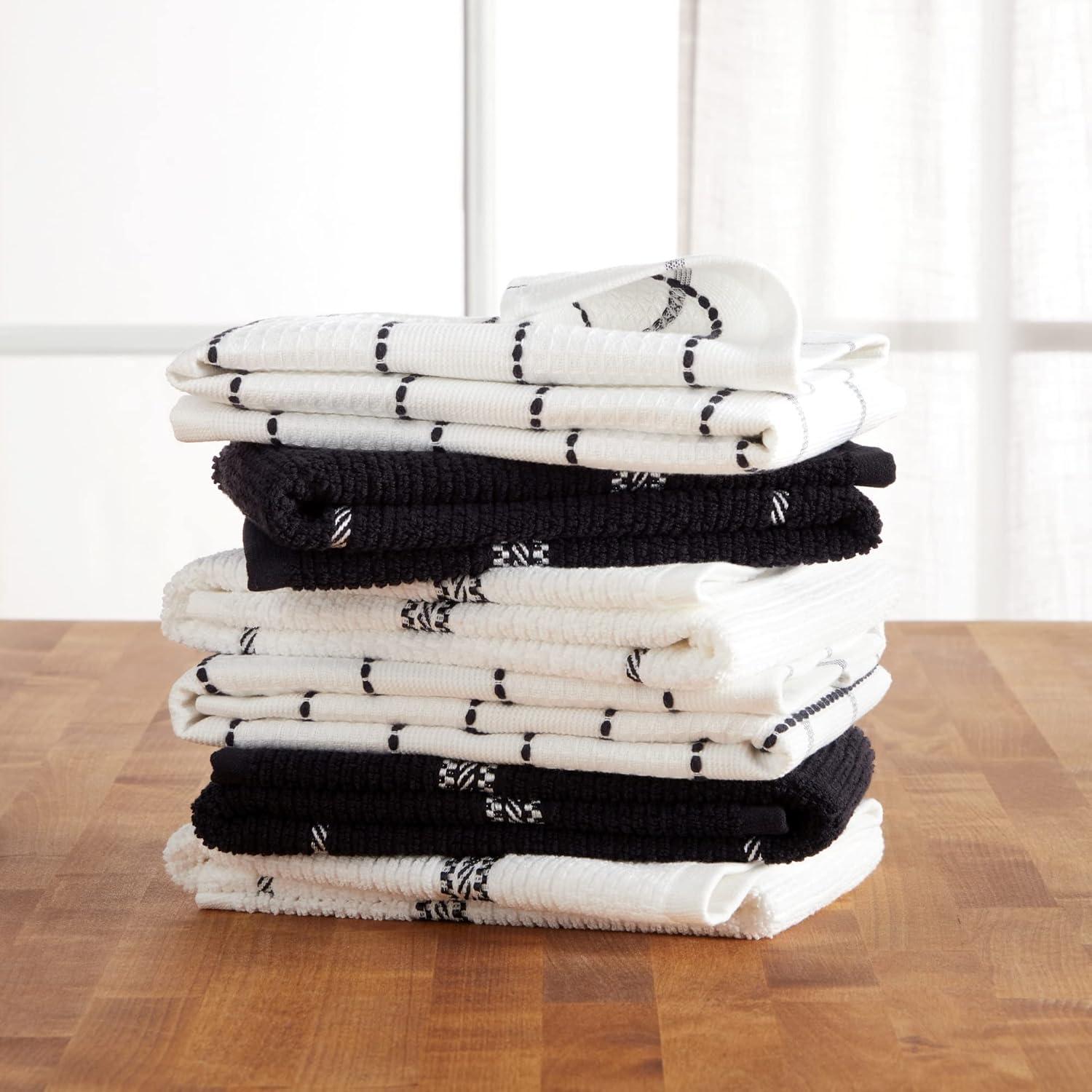 imageMartha Stewart Modern Waffle Kitchen Towel Set 6Pack Aqua Blue 16x28Black