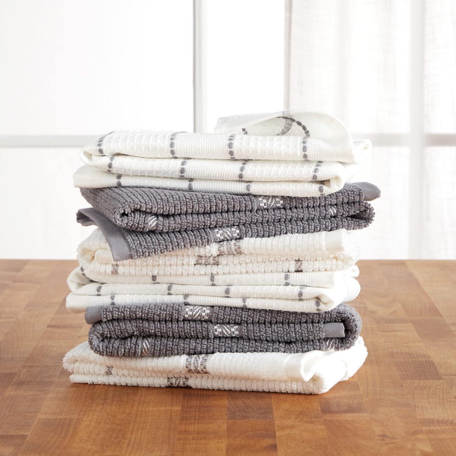 imageMartha Stewart Modern Waffle Kitchen Towel Set 6Pack Aqua Blue 16x28Grey