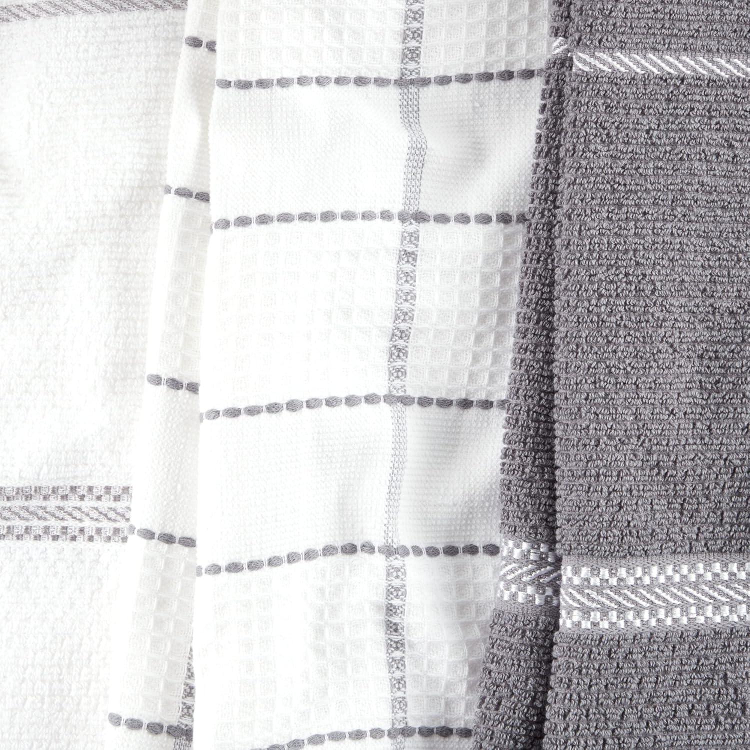 imageMartha Stewart Modern Waffle Kitchen Towel Set 6Pack Aqua Blue 16x28Grey