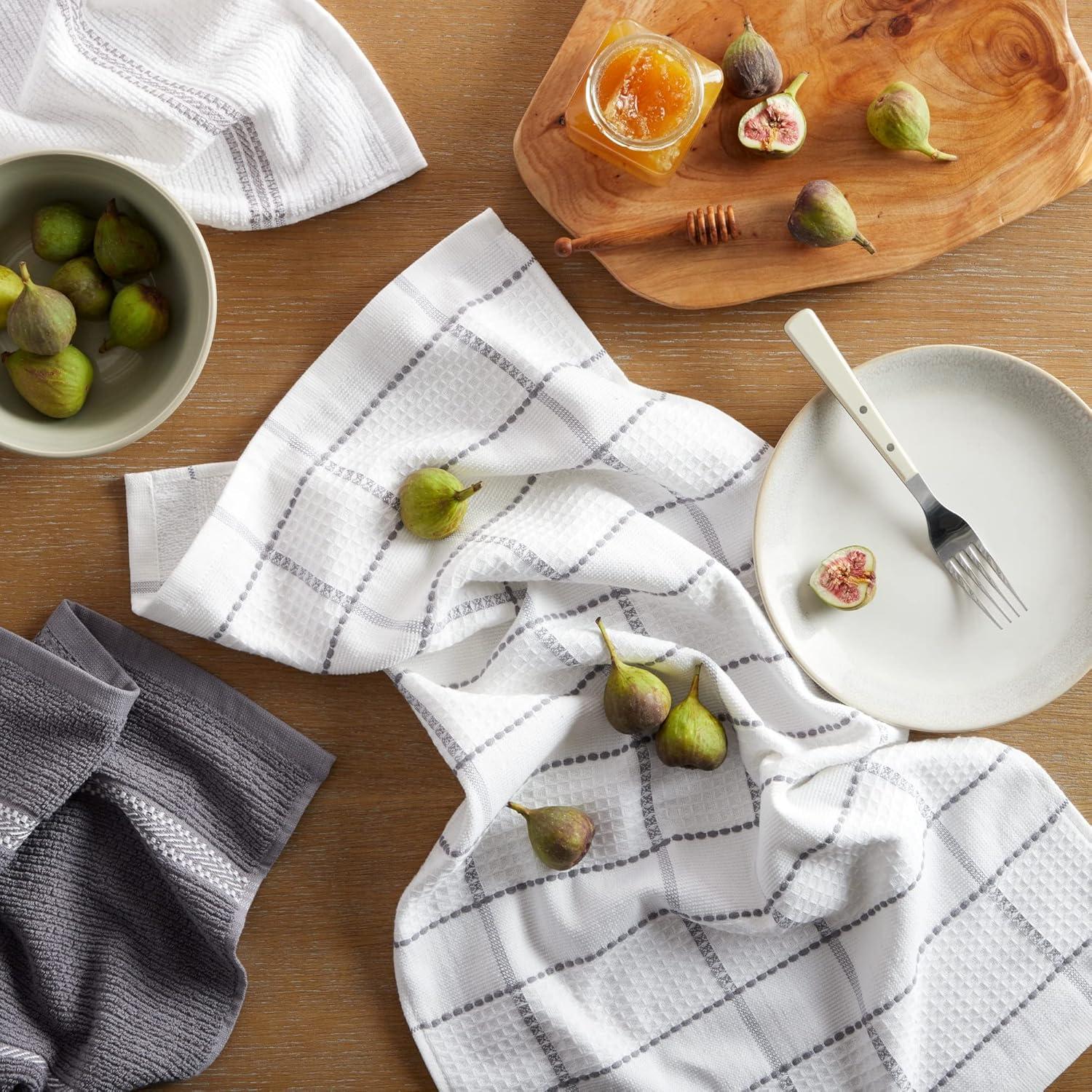 imageMartha Stewart Modern Waffle Kitchen Towel Set 6Pack Aqua Blue 16x28Grey