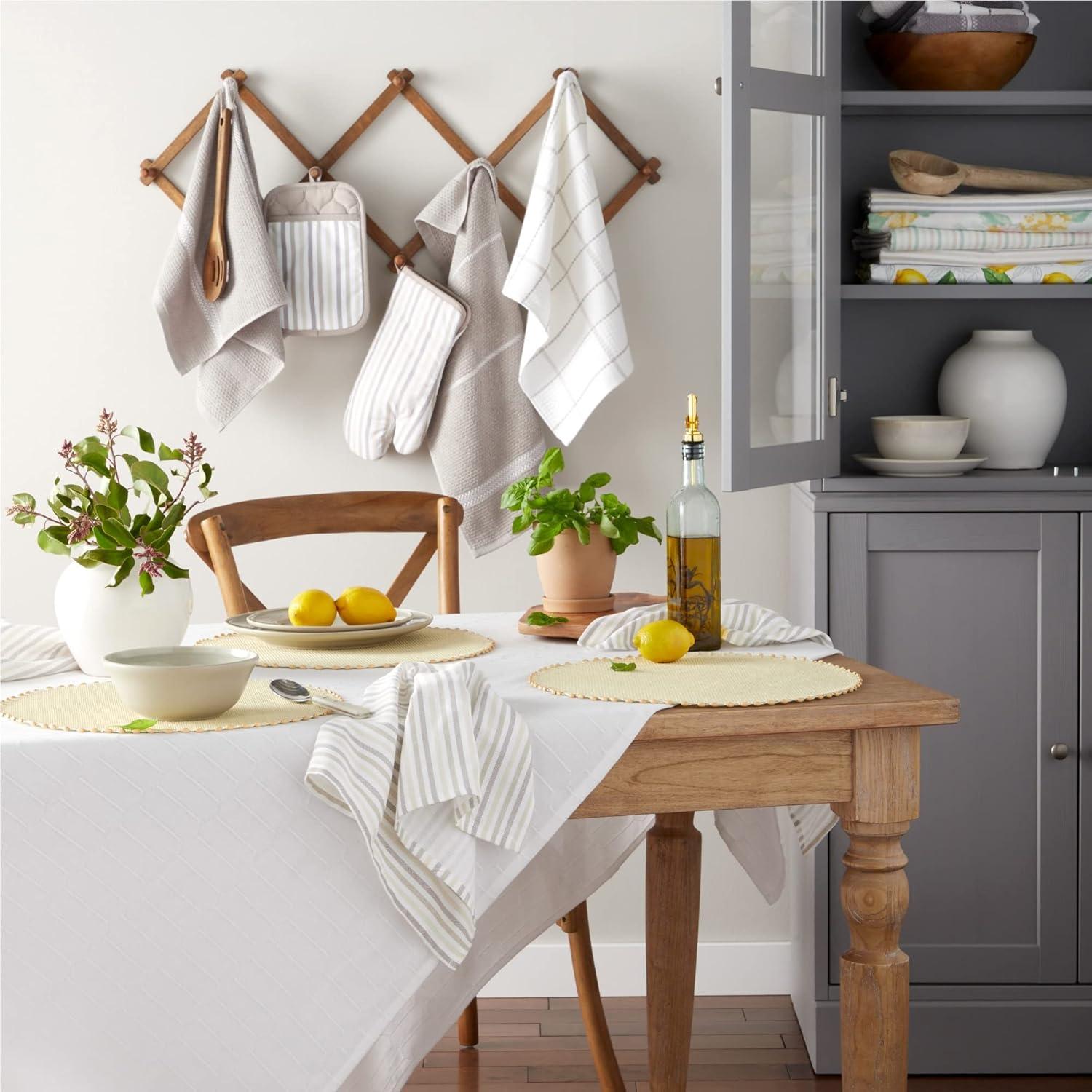 imageMartha Stewart Modern Waffle Kitchen Towel Set 6Pack Aqua Blue 16x28Linen