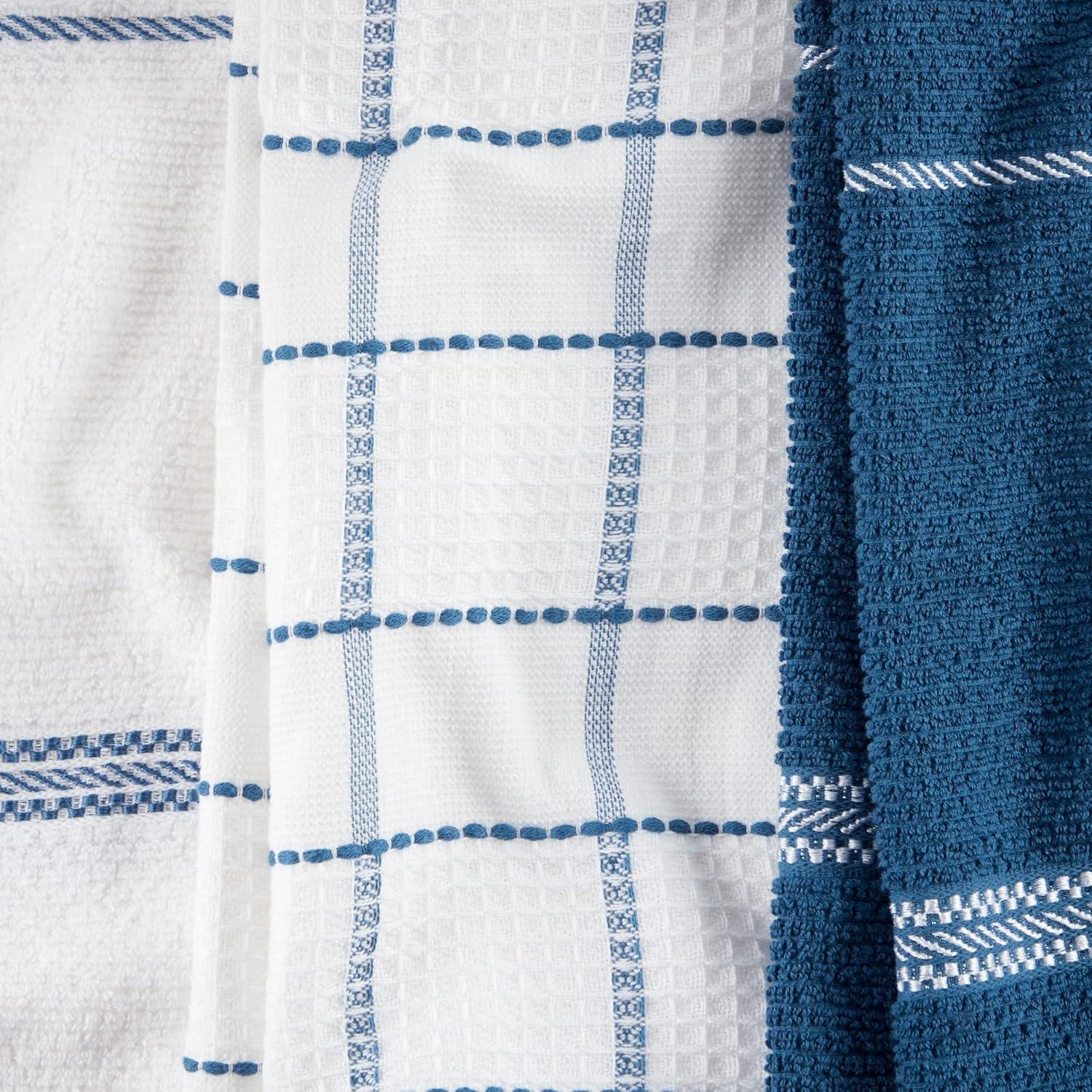 imageMartha Stewart Modern Waffle Kitchen Towel Set 6Pack Aqua Blue 16x28Navy Blue