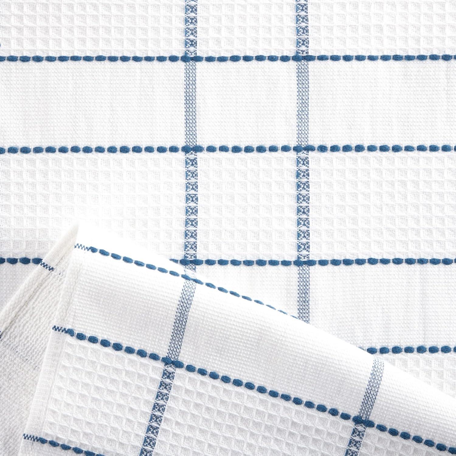 imageMartha Stewart Modern Waffle Kitchen Towel Set 6Pack Aqua Blue 16x28Navy Blue
