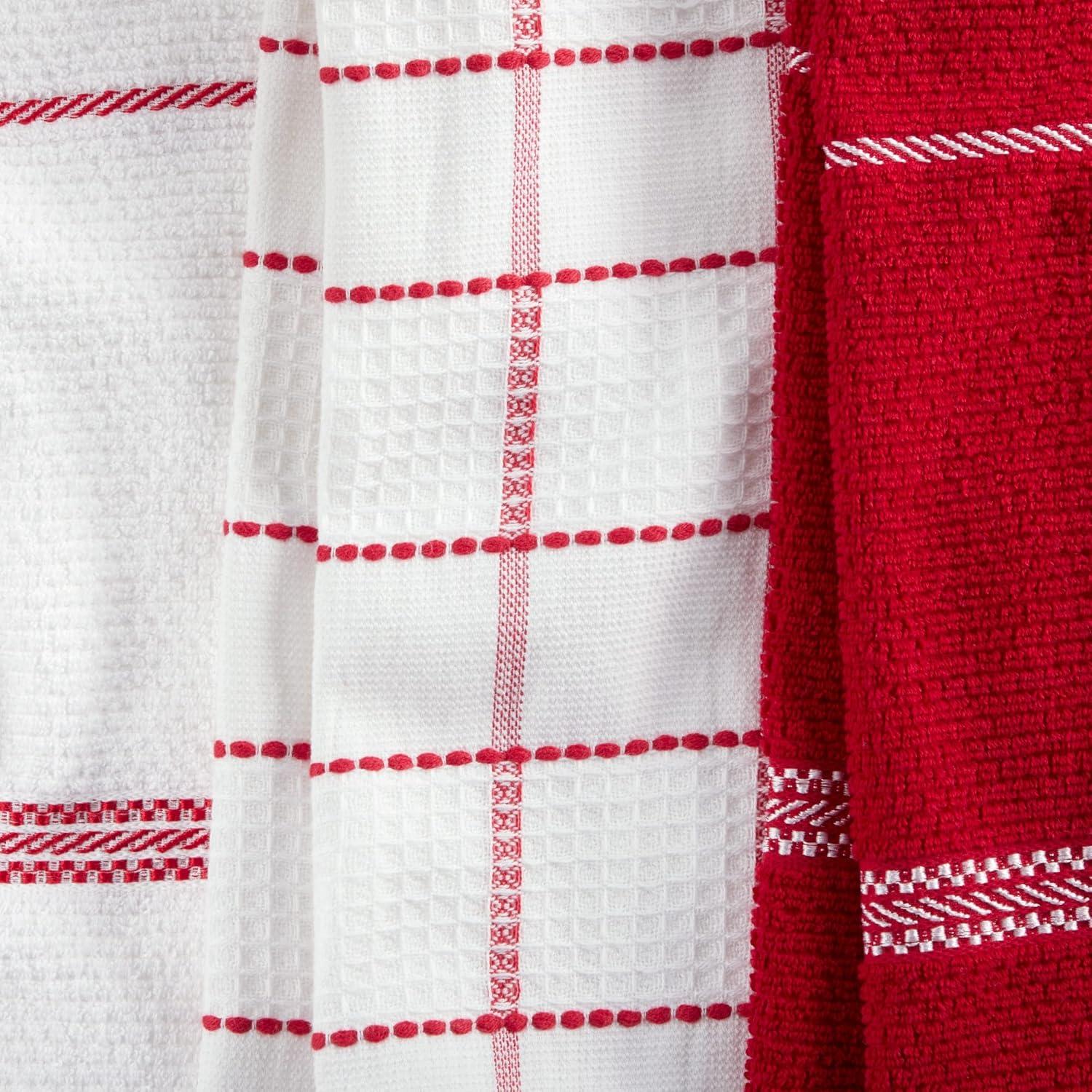 imageMartha Stewart Modern Waffle Kitchen Towel Set 6Pack Aqua Blue 16x28Red