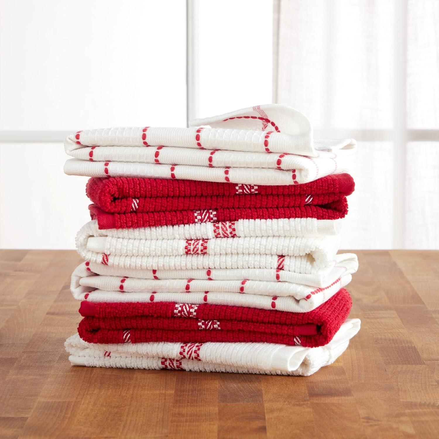 imageMartha Stewart Modern Waffle Kitchen Towel Set 6Pack Aqua Blue 16x28Red