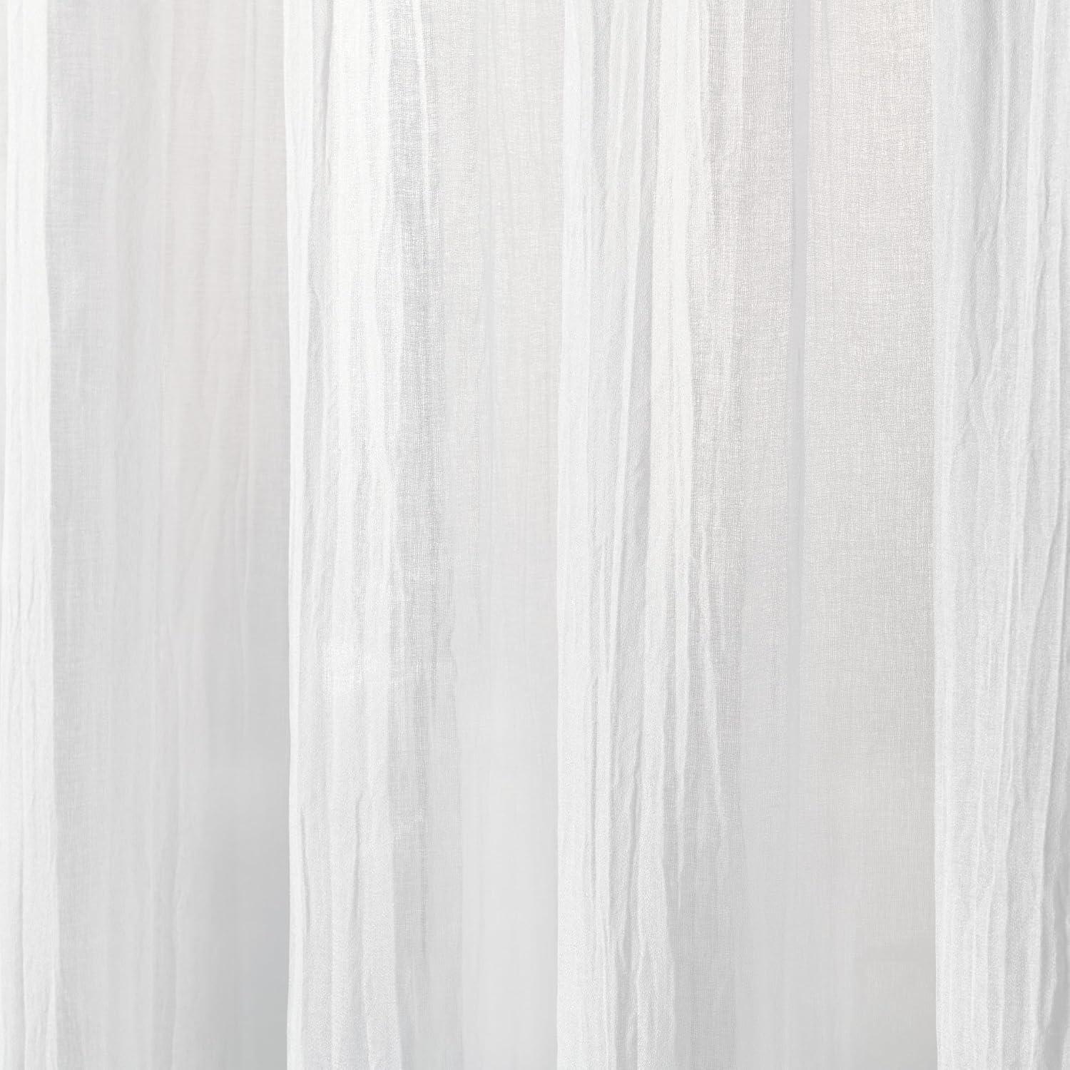 imageMartha Stewart Sheer Curtains Crinkle Textured Rod Pocket Window Curtain Panel Pair 84 WhiteWhite