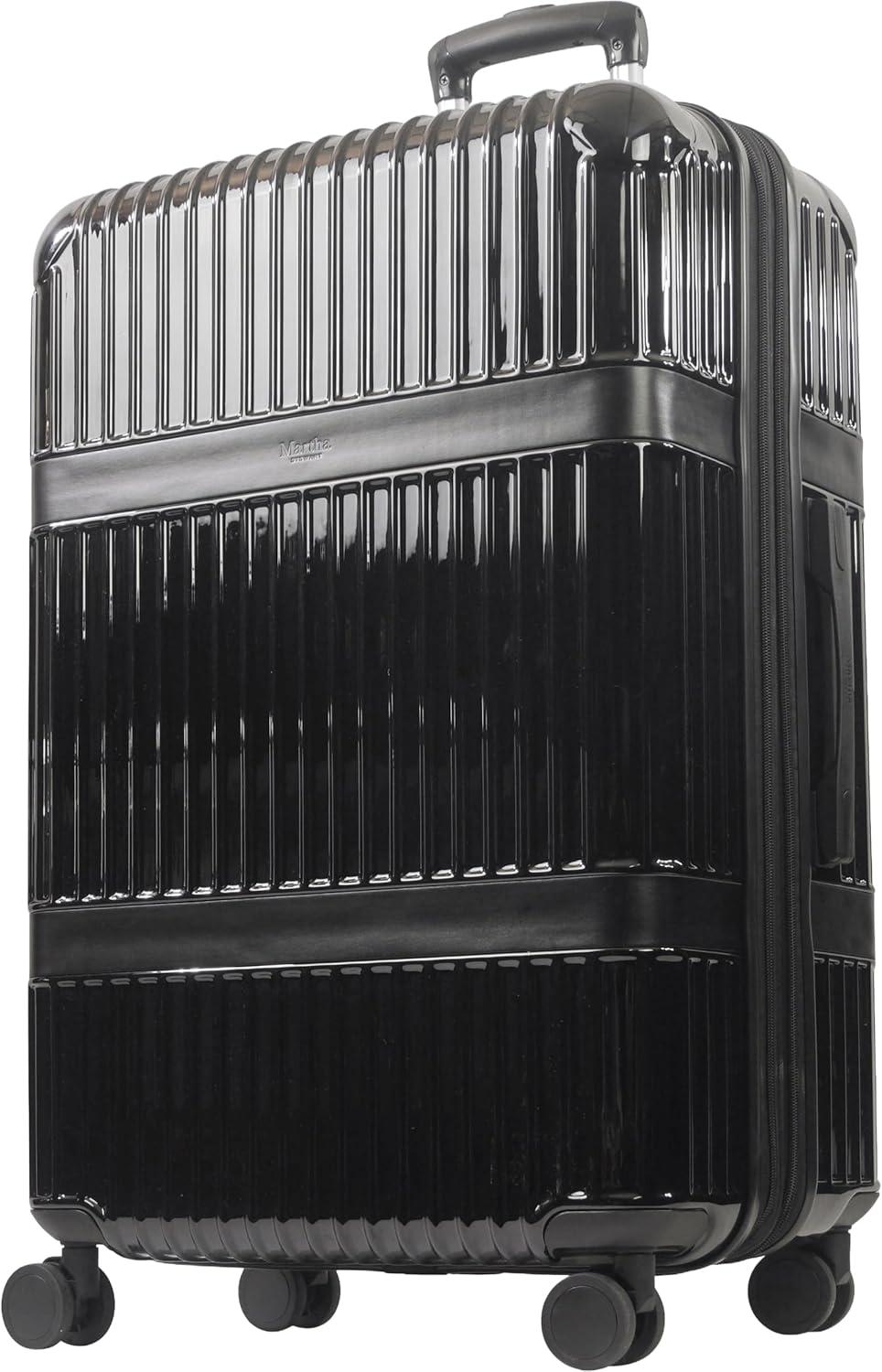 imageMartha Stewart The Bedford 22 Inch Carry On Luggage Hardshell Rolling Suitcase with Spinner Wheels BlackBlack