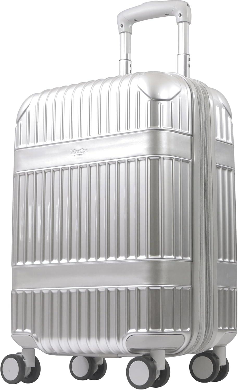 imageMartha Stewart The Bedford 22 Inch Carry On Luggage Hardshell Rolling Suitcase with Spinner Wheels BlackSilver