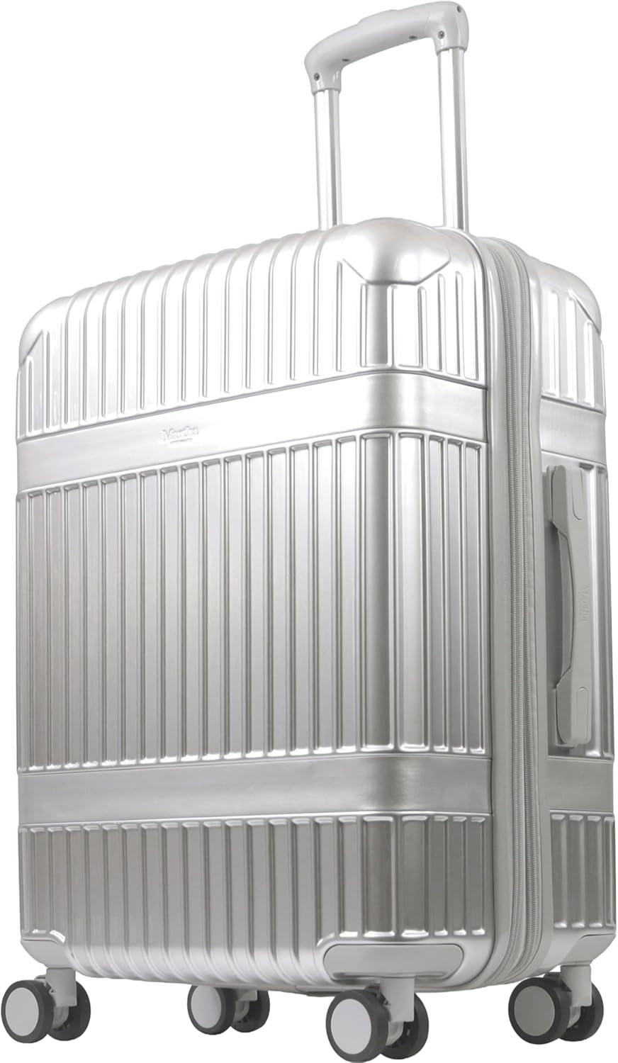 imageMartha Stewart The Bedford 22 Inch Carry On Luggage Hardshell Rolling Suitcase with Spinner Wheels BlackSilver