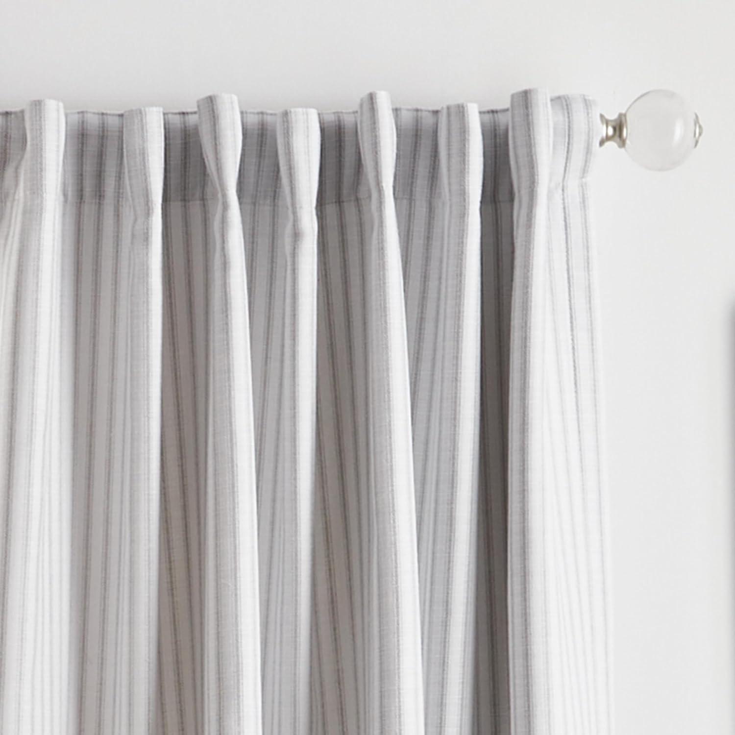 imageMartha Stewart Ticking Stripe Blackout Lining Rod PocketBack Tab Window Curtain Panel Pair 95 WhiteIndigoWhiteGrey