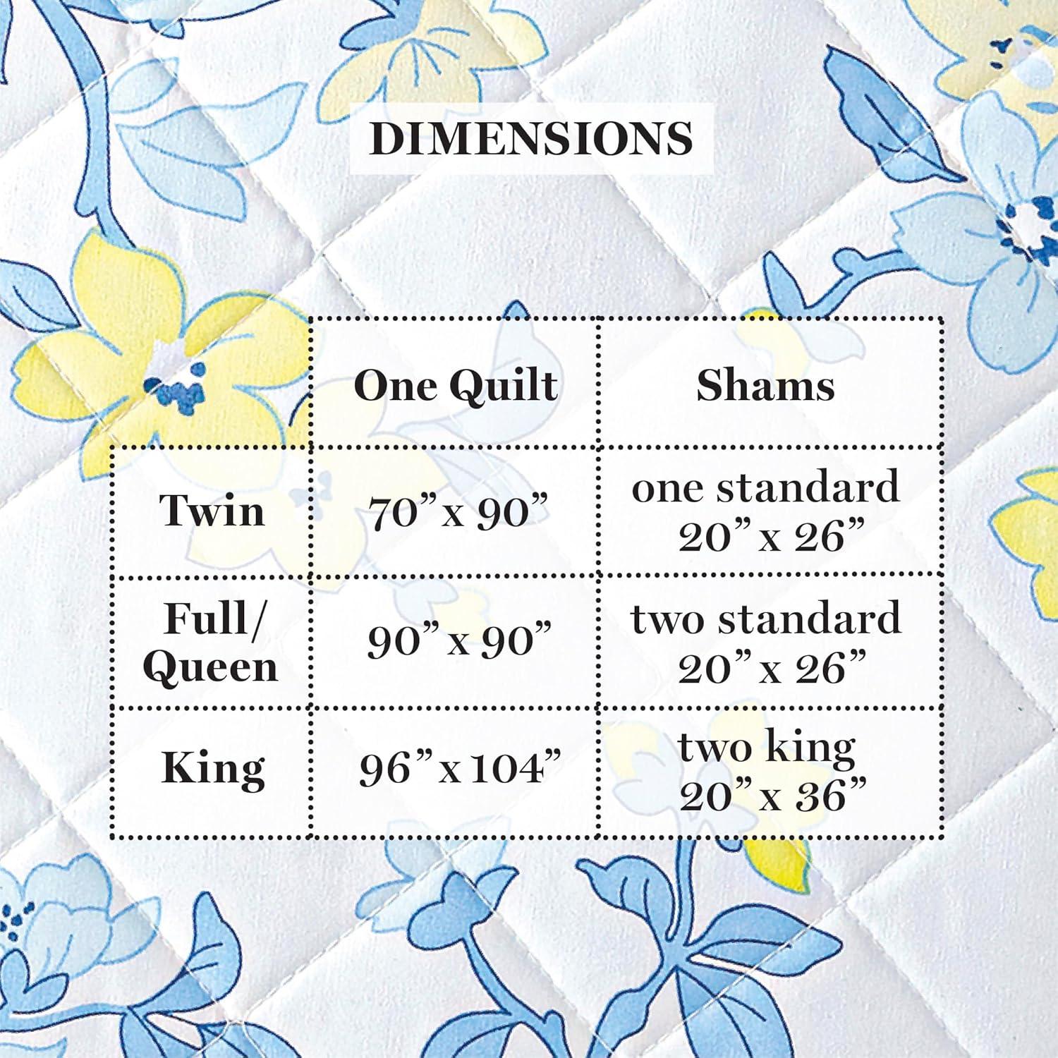 imageMartha Stewart Twin Size Quilt Bedding Set 2 Piece Soft Washed Microfiber Printed Bedspread Reversible All Season 1 Quilt 1 Standard Pillow Sham Blue White amp Red Painted Floral PrintMaribel Floral Vine