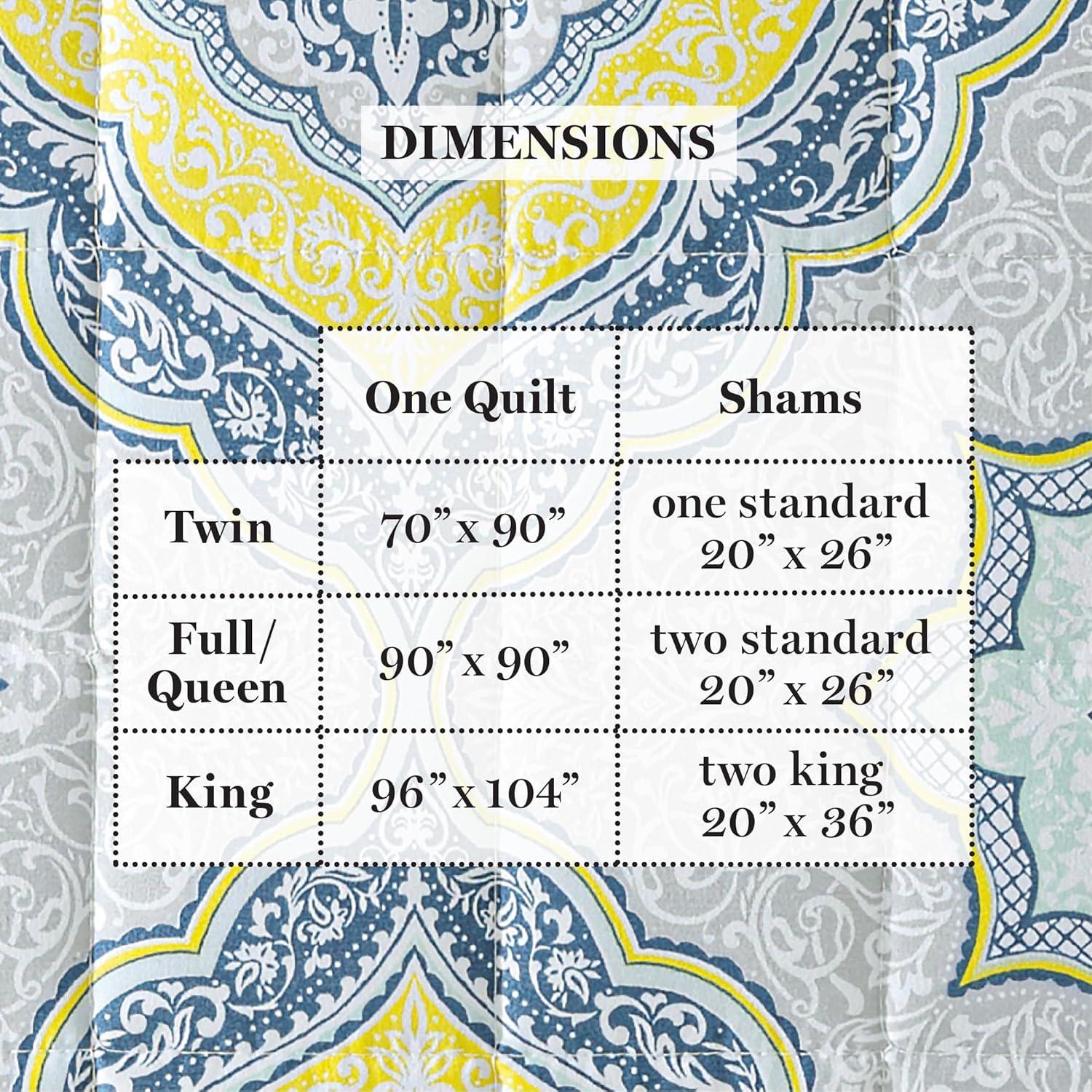 imageMartha Stewart Twin Size Quilt Bedding Set 2 Piece Soft Washed Microfiber Printed Bedspread Reversible All Season 1 Quilt 1 Standard Pillow Sham Blue White amp Red Painted Floral PrintJamie Medallion