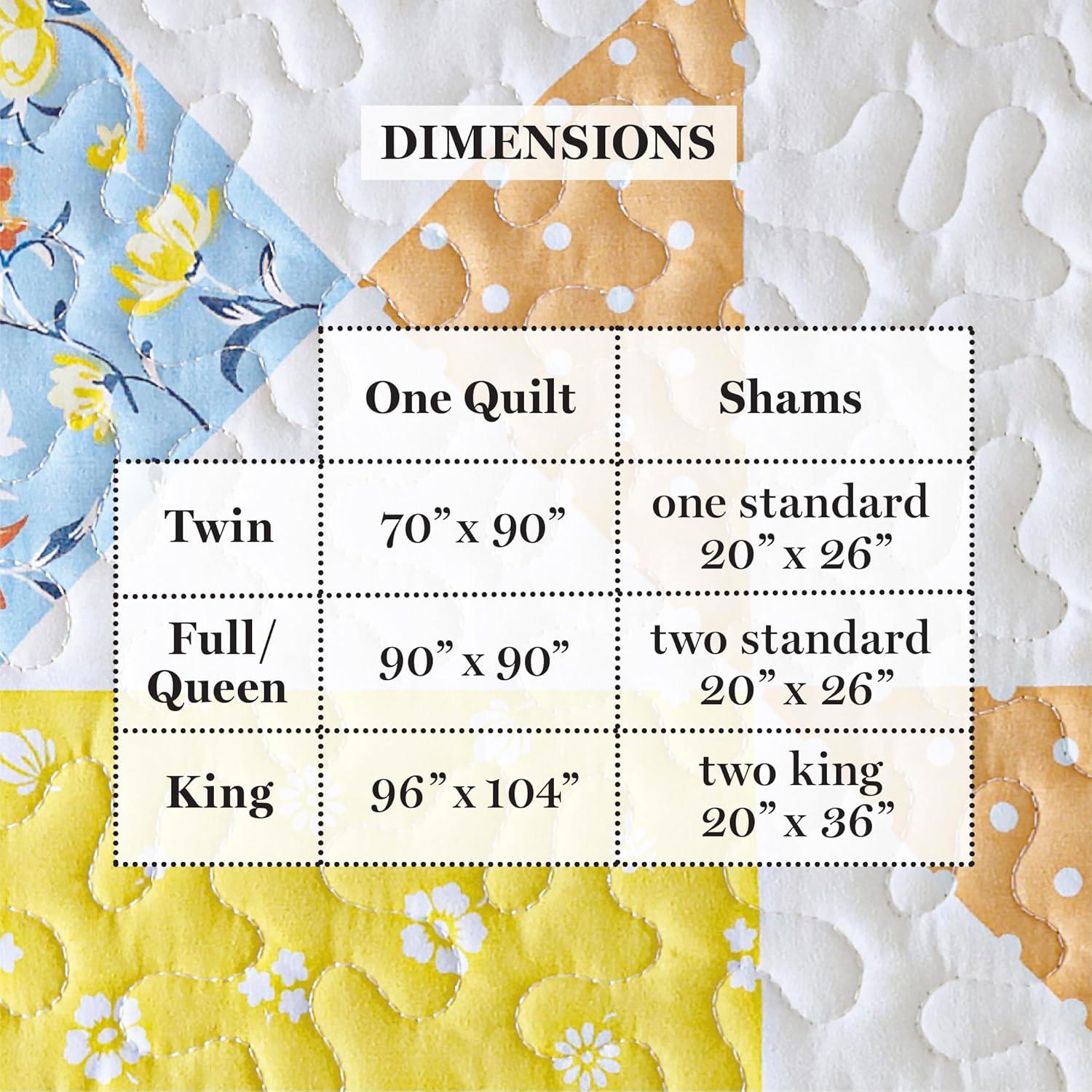 imageMartha Stewart Twin Size Quilt Bedding Set 2 Piece Soft Washed Microfiber Printed Bedspread Reversible All Season 1 Quilt 1 Standard Pillow Sham Blue White amp Red Painted Floral PrintKite Ditsy Patchwork