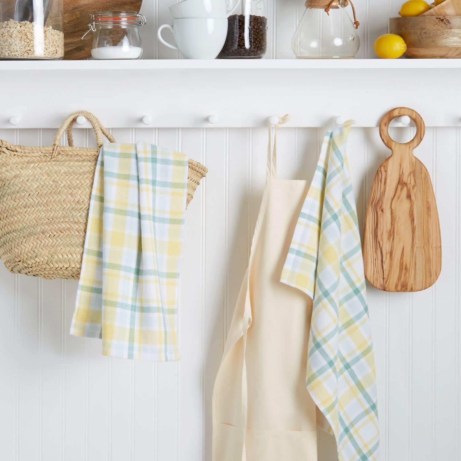 imageMartha Stewart Valley Plaid Kitchen Towel 2Pack Set Yellow 16x28Yellow