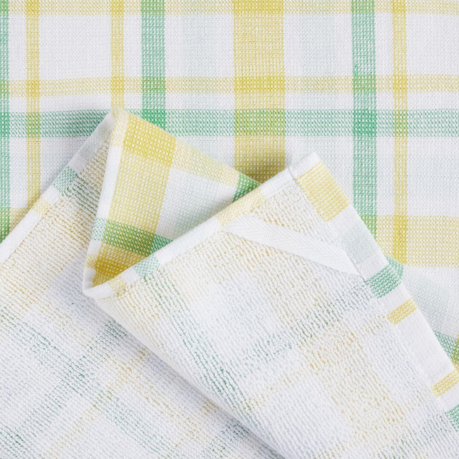 imageMartha Stewart Valley Plaid Kitchen Towel 2Pack Set Yellow 16x28Yellow