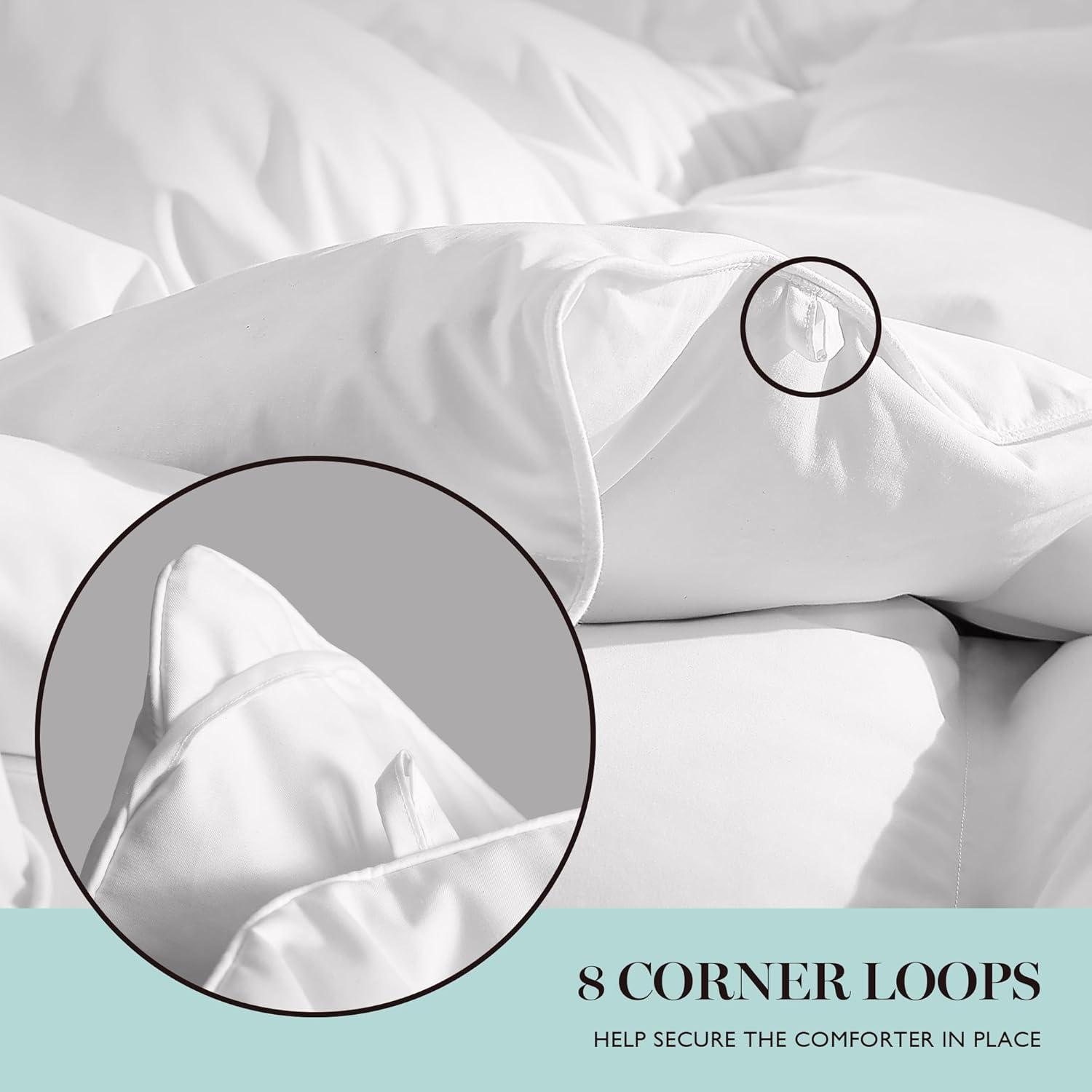 imageMartha Stewart White Goose King Size Feathers Down Fiber Comforter 100 Cotton Duvet Insert King Hotel Luxury Hypoallergenic Comforter 68oz All Season Medium Warmth 106 x 90 InchWhiteExtra Warmth