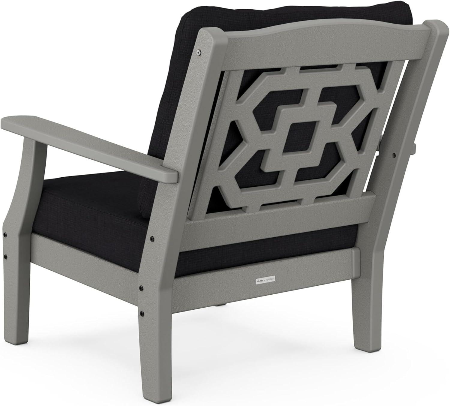 imageMartha Stewart by POLYWOOD Chinoiserie 4Piece Deep Seating Set with Loveseat in SandGlacier SpaSlate Grey Midnight Linen