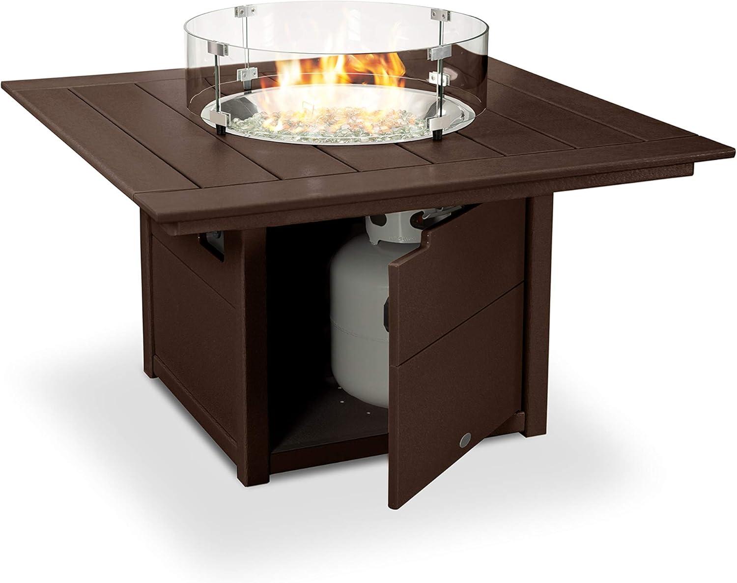 imageMartha Stewart by POLYWOOD Chinoiserie 5Piece Deep Seating Set with Fire Pit Table in SandGlacier SpaMahogany Spiced Burlap