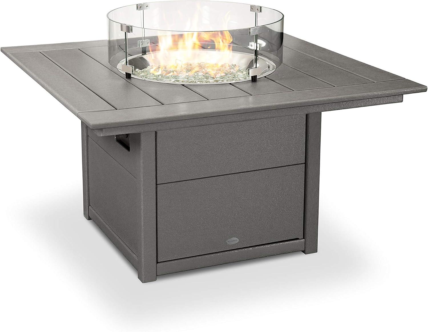 imageMartha Stewart by POLYWOOD Chinoiserie 5Piece Deep Seating Set with Fire Pit Table in SandGlacier SpaSlate Grey Natural Linen