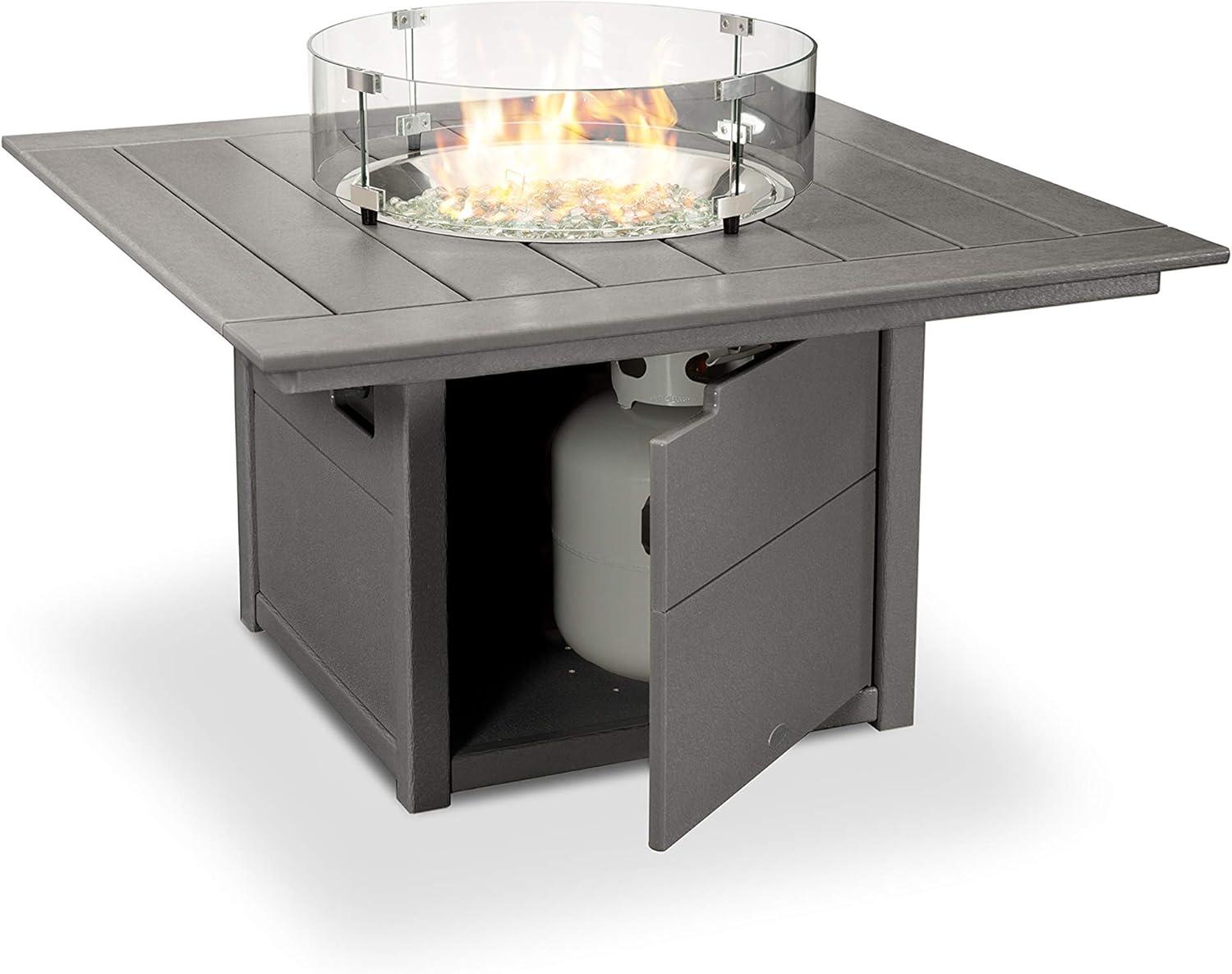 imageMartha Stewart by POLYWOOD Chinoiserie 5Piece Deep Seating Set with Fire Pit Table in SandGlacier SpaSlate Grey Natural Linen