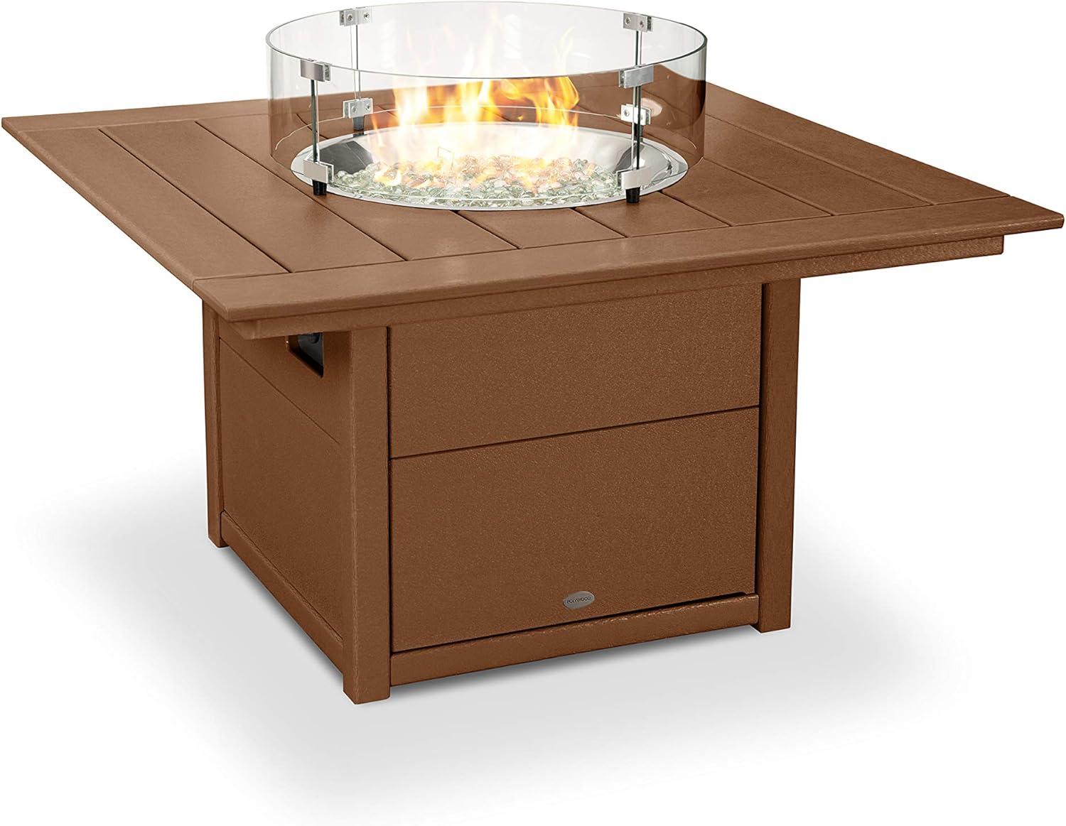 imageMartha Stewart by POLYWOOD Chinoiserie 5Piece Deep Seating Set with Fire Pit Table in SandGlacier SpaTeak Dune Burlap