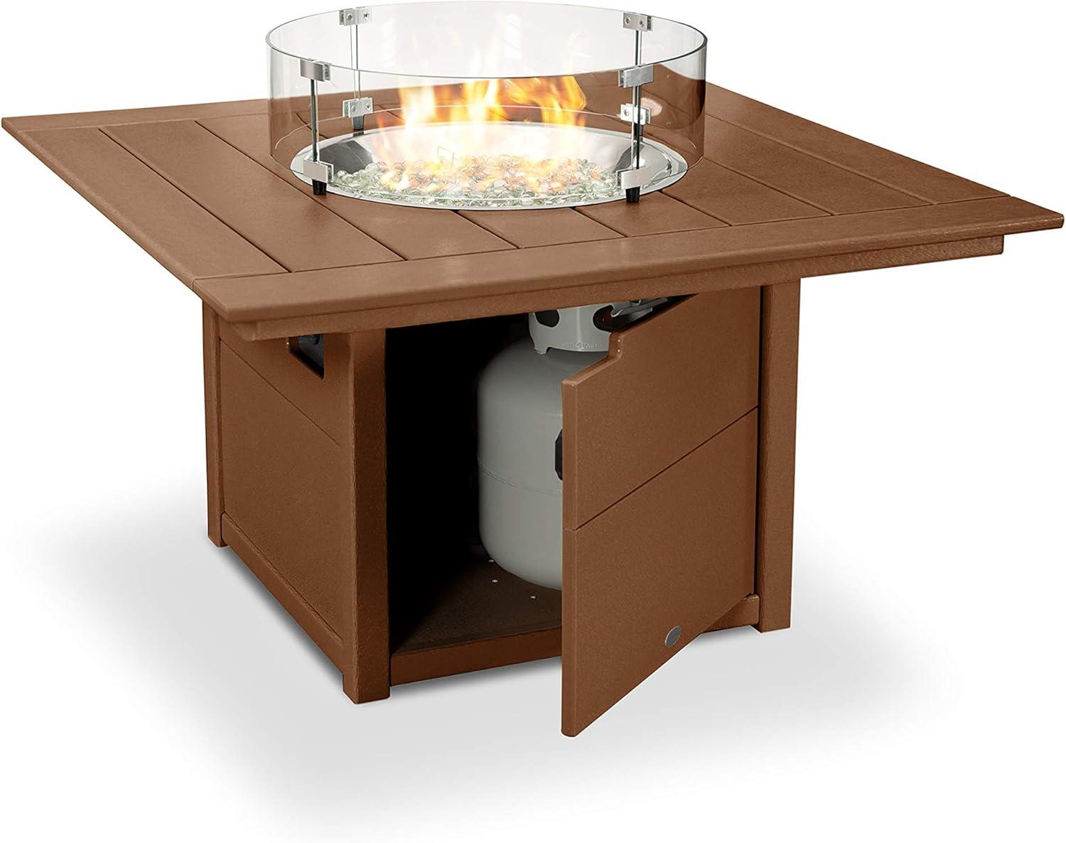 imageMartha Stewart by POLYWOOD Chinoiserie 5Piece Deep Seating Set with Fire Pit Table in SandGlacier SpaTeak Dune Burlap