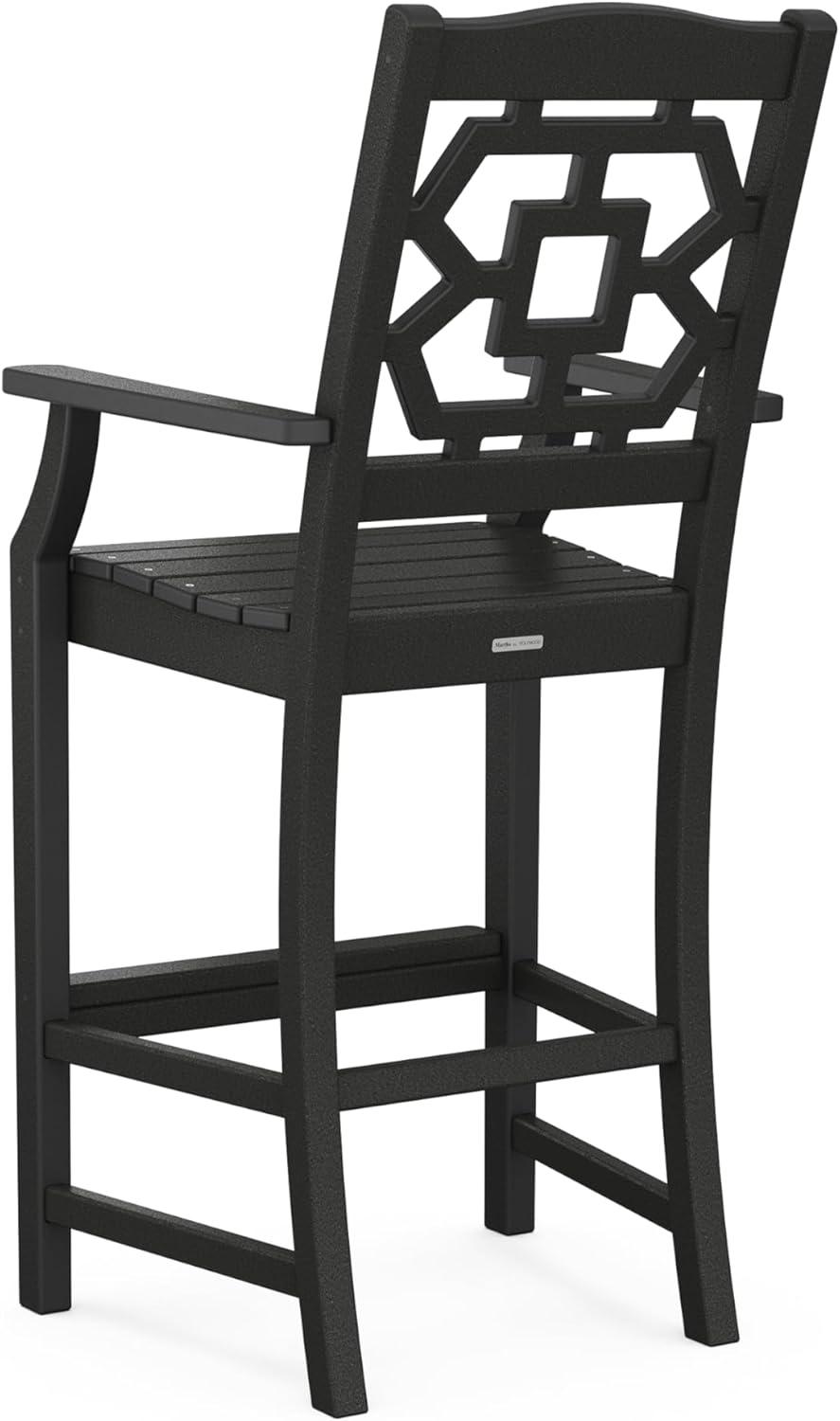 imageMartha Stewart by POLYWOOD Chinoiserie 9Piece Square Bar Set with Trestle Legs in SandBlack