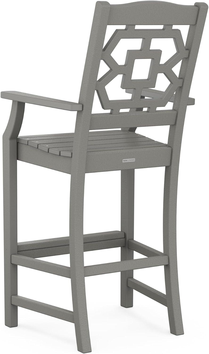 imageMartha Stewart by POLYWOOD Chinoiserie 9Piece Square Bar Set with Trestle Legs in SandSlate Grey