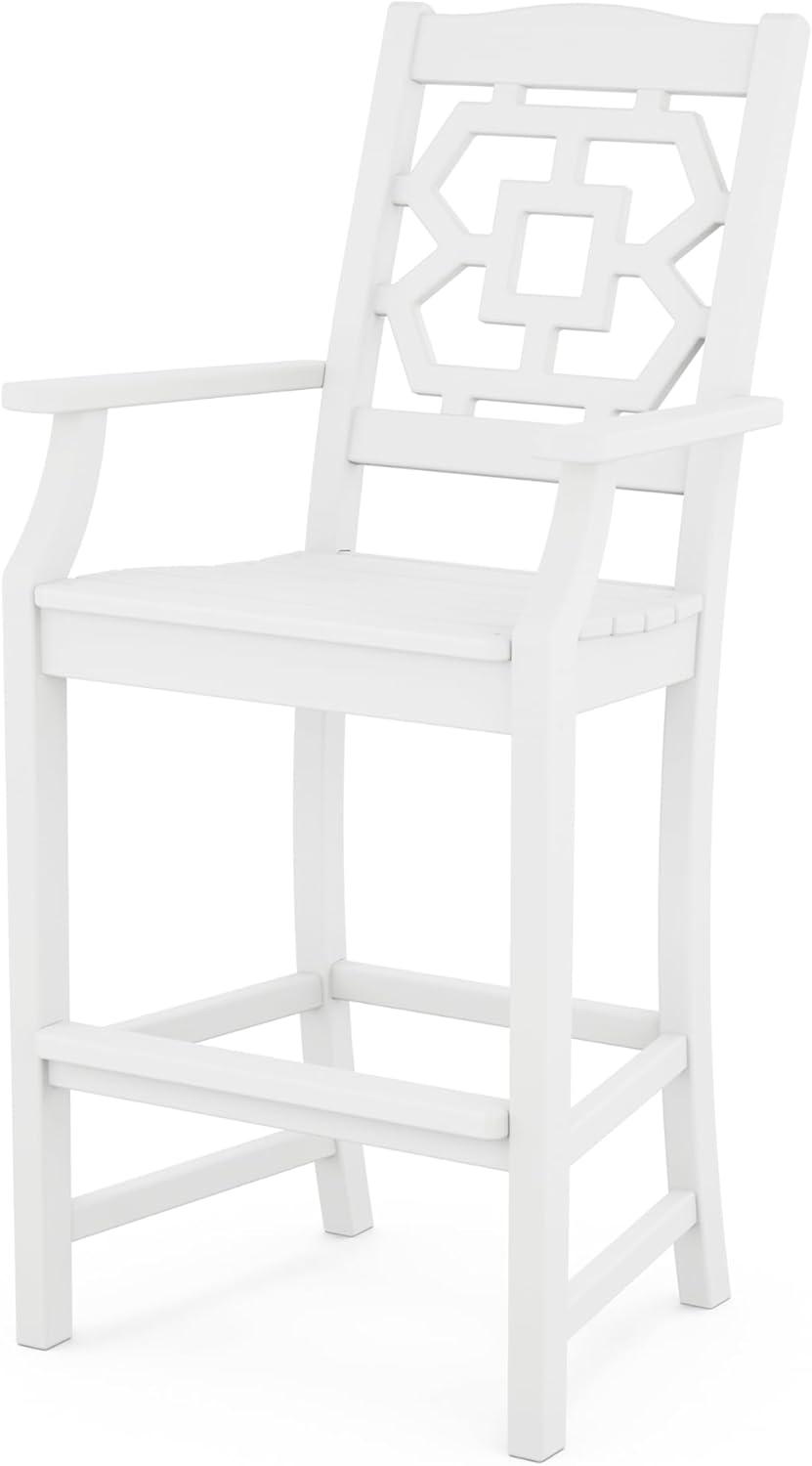 imageMartha Stewart by POLYWOOD Chinoiserie 9Piece Square Bar Set with Trestle Legs in SandWhite