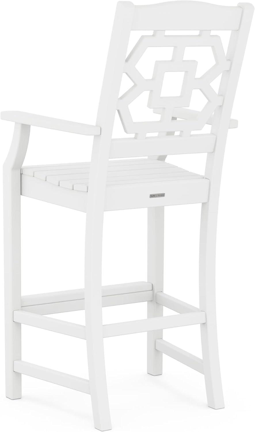 imageMartha Stewart by POLYWOOD Chinoiserie 9Piece Square Bar Set with Trestle Legs in SandWhite