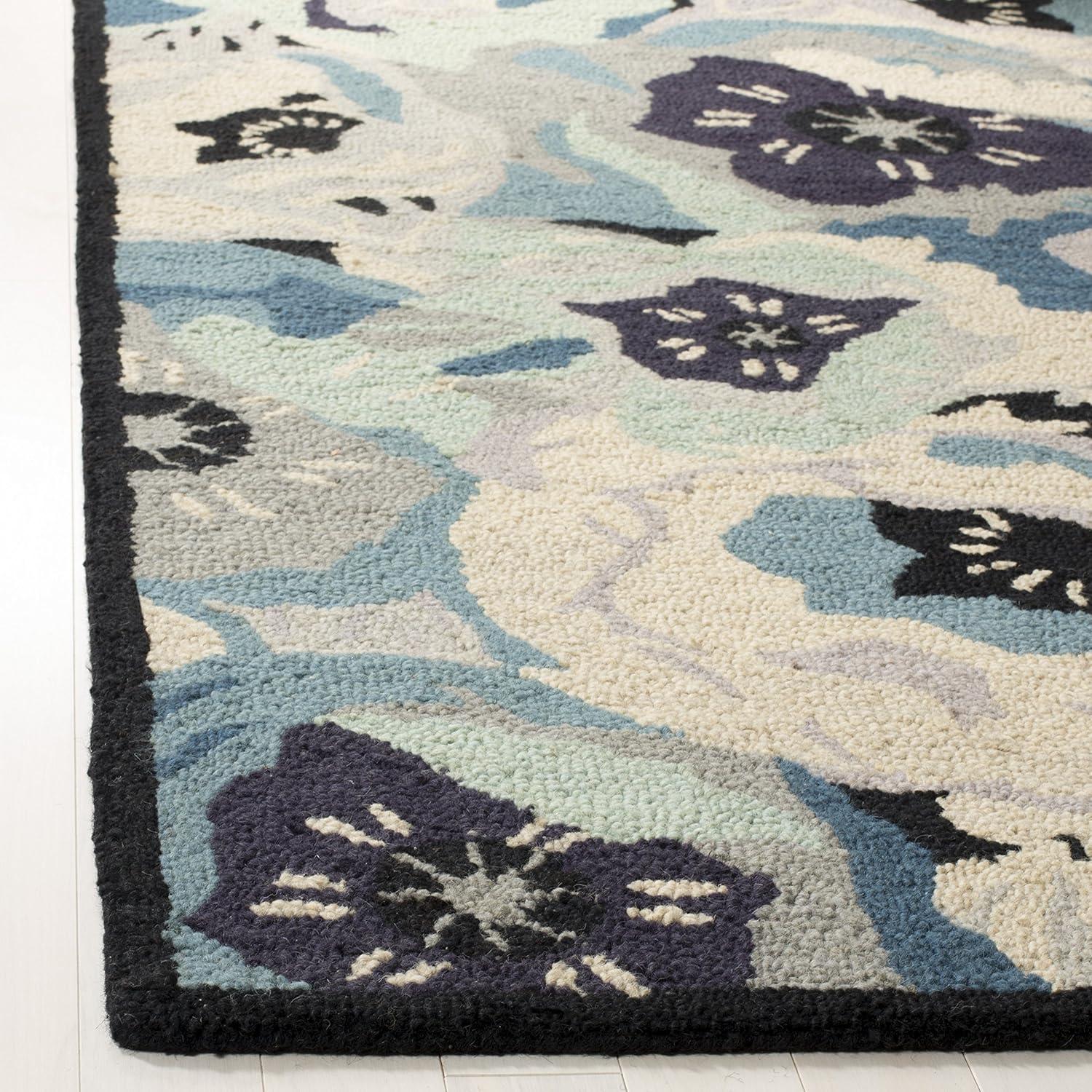 imageMartha Stewart x SAFAVIEH Area Rug Collection 3 x 5 Red Handmade Wool Ideal for Living Room Bedroom Foyer Accent Space MSR4872ABlue