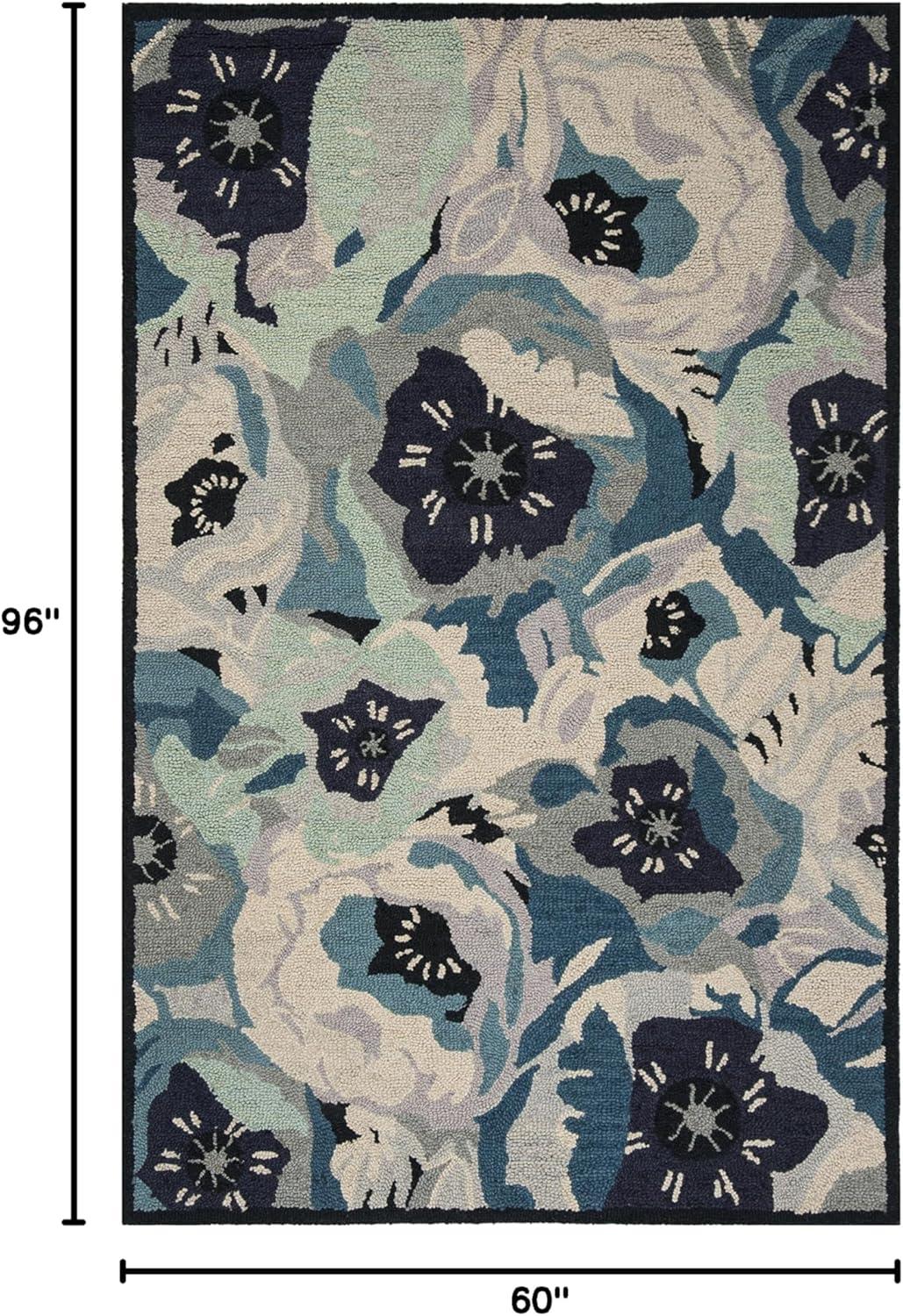 imageMartha Stewart x SAFAVIEH Area Rug Collection 3 x 5 Red Handmade Wool Ideal for Living Room Bedroom Foyer Accent Space MSR4872ABlue