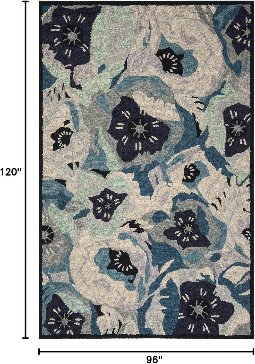 imageMartha Stewart x SAFAVIEH Area Rug Collection 3 x 5 Red Handmade Wool Ideal for Living Room Bedroom Foyer Accent Space MSR4872ABlue