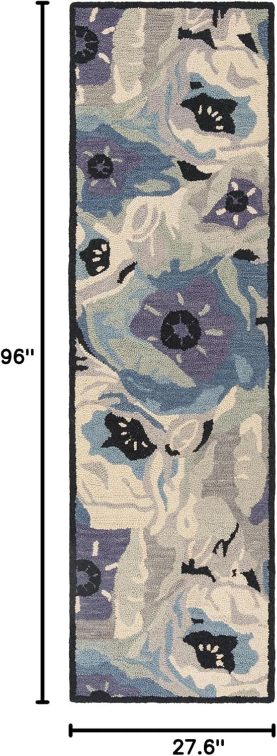 imageMartha Stewart x SAFAVIEH Area Rug Collection 3 x 5 Red Handmade Wool Ideal for Living Room Bedroom Foyer Accent Space MSR4872ABlue